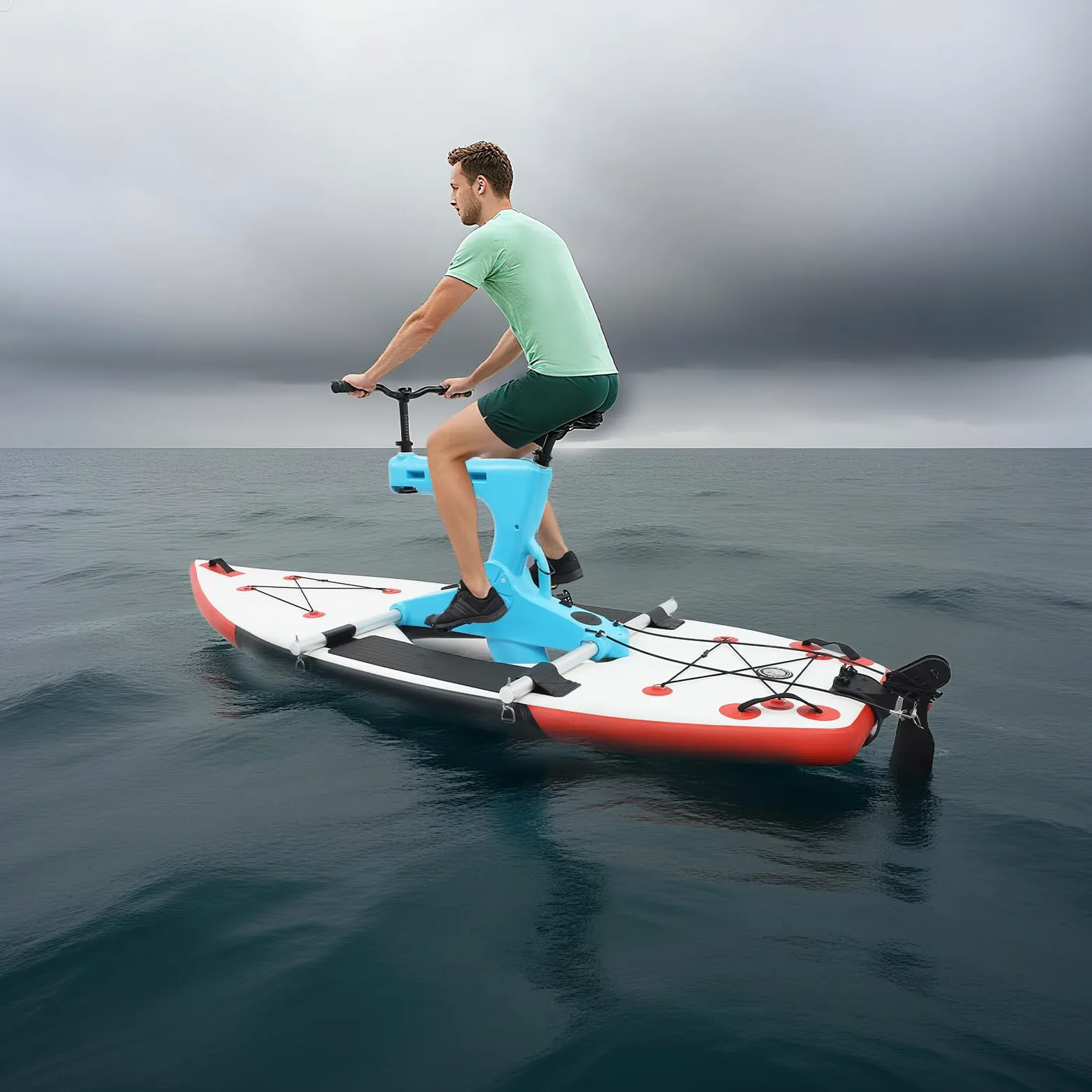 Bicicleta acuática inflable con una capacidad de carga de 100 kg, barco inflable con asientos ajustables, bote inflable a pedales, kayaks inflables para ríos, océanos, lagos