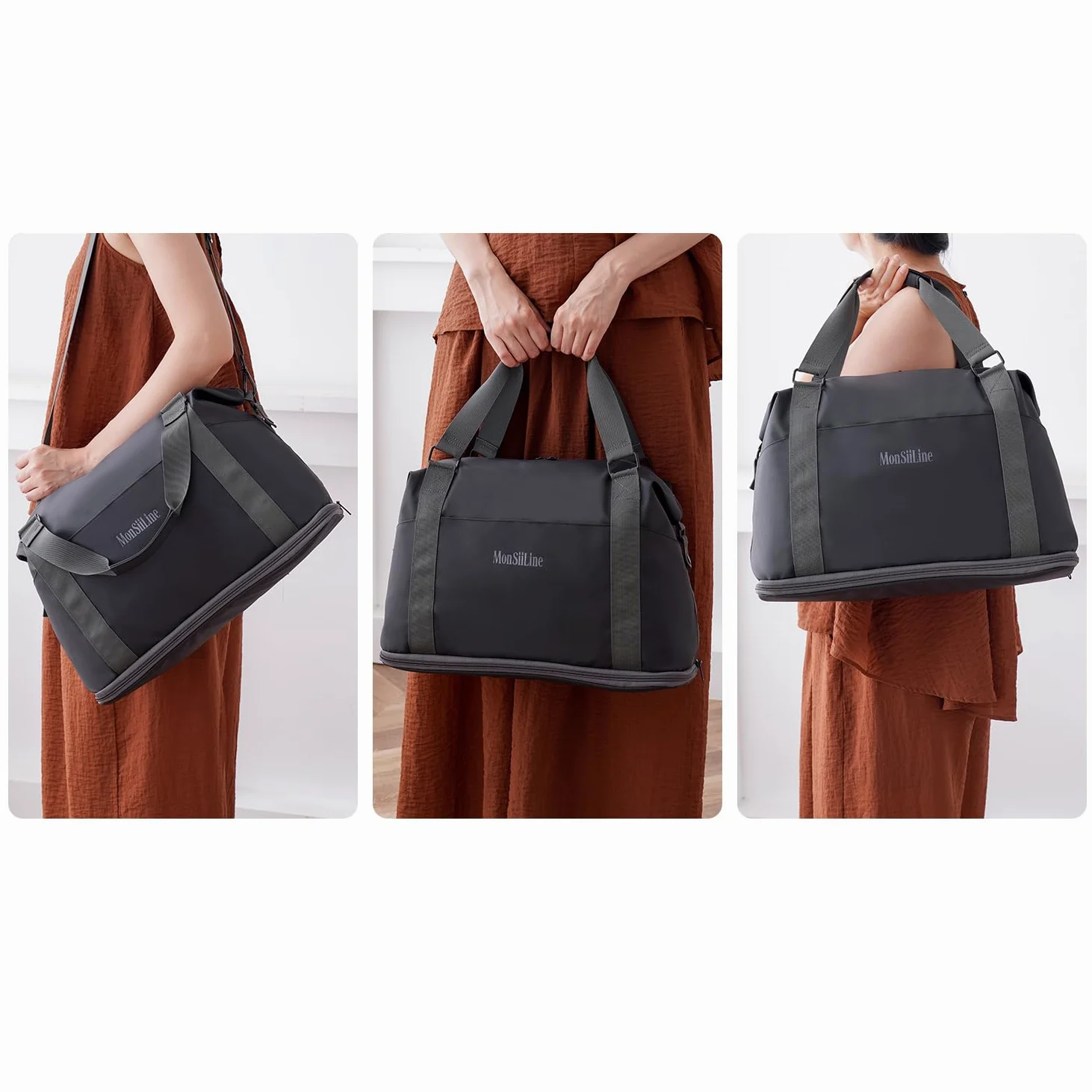 Foldie - Bolsa de viaje expandible, bolsa de gimnasio con compartimento para zapatos, bolsas de entrenamiento para gimnasio con correas, bolsa de viaje para fin de semana durante la noche
