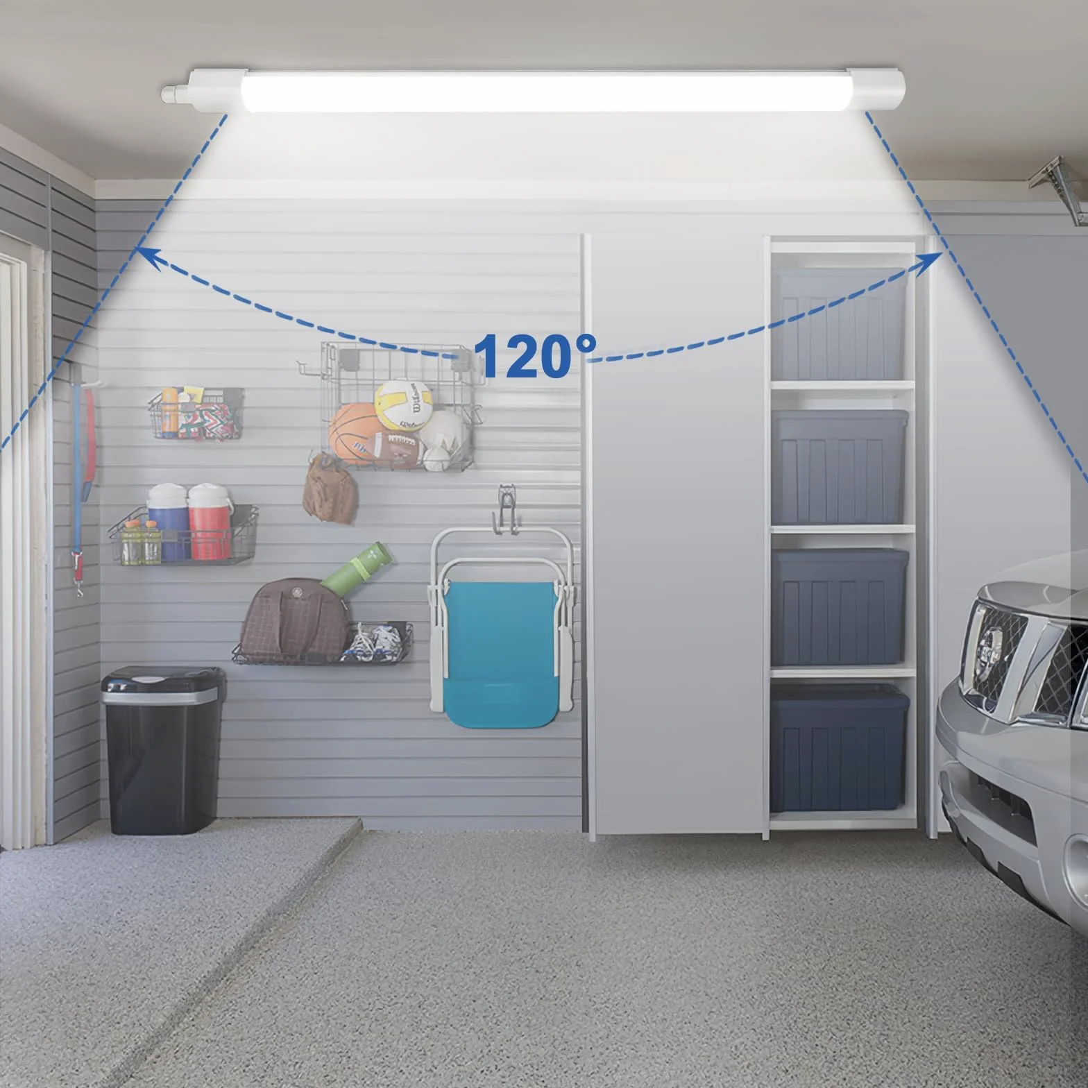 Lámpara LED IP65 45W 5000lm 4000K 150cm blanco neutro para ambientes húmedos