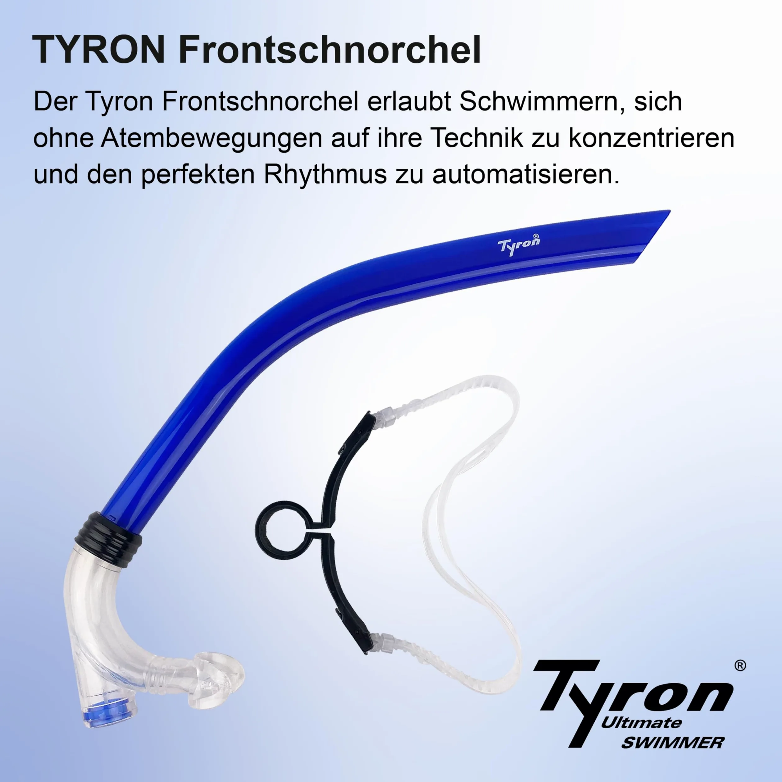 Tyron Esnórquel frontal (azul/blanco) | esnórquel frontal | Snorkel para nadadores | | Ayuda de entrenamiento para el entrenamiento de natación