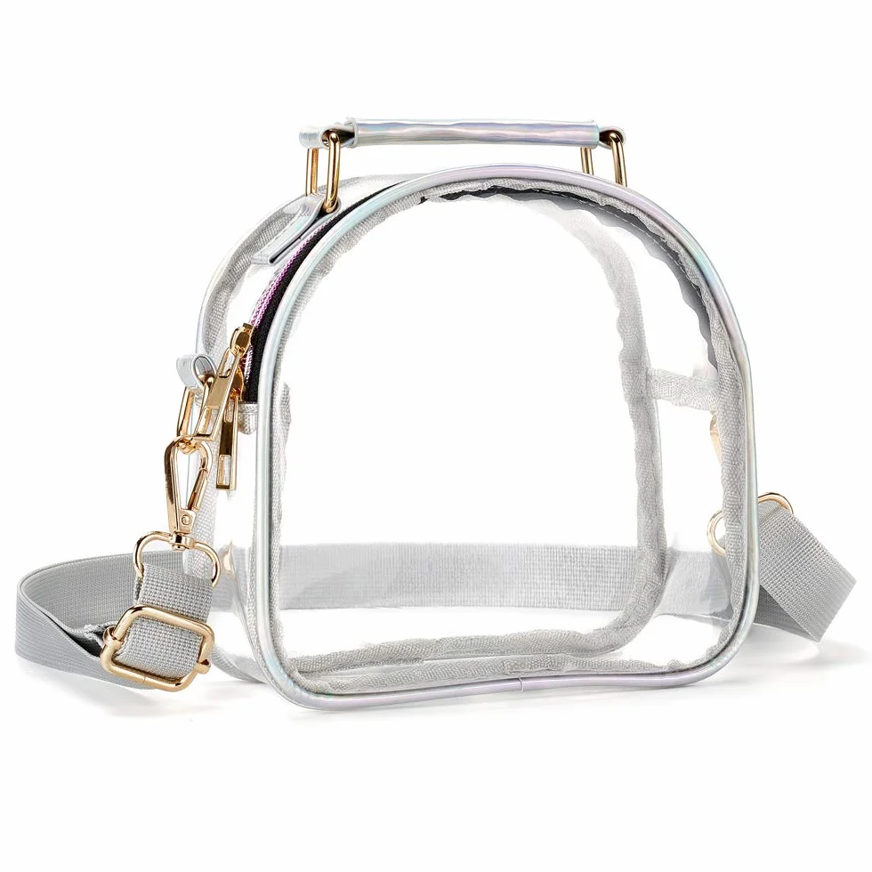COROMAY Bolso transparente para mujeres/niñas, NFL bolsa transparente para estadio, bolsa cruzada premium transparente aprobado por el estadio con correa ajustable y cremallera colorida