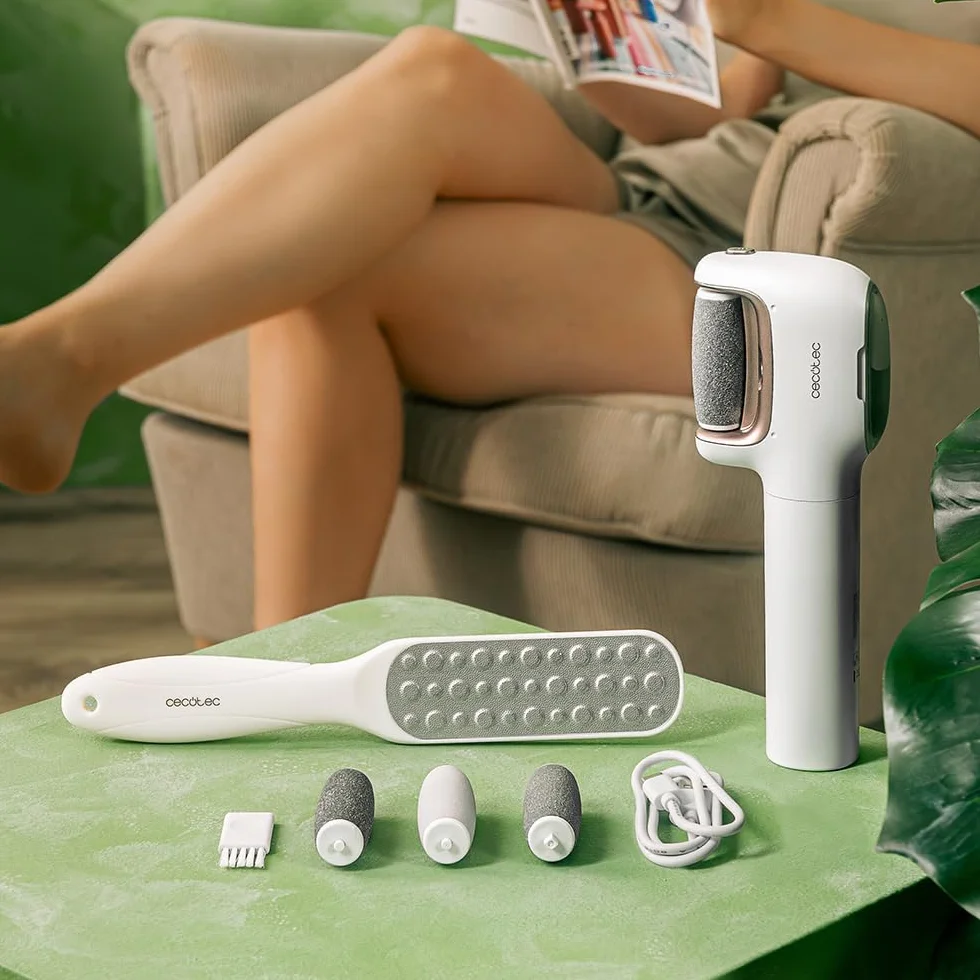 Cecotec Lima Eléctrica Pies Durezas Recargable IPX7 3 Cabezales Vapor SkinCare