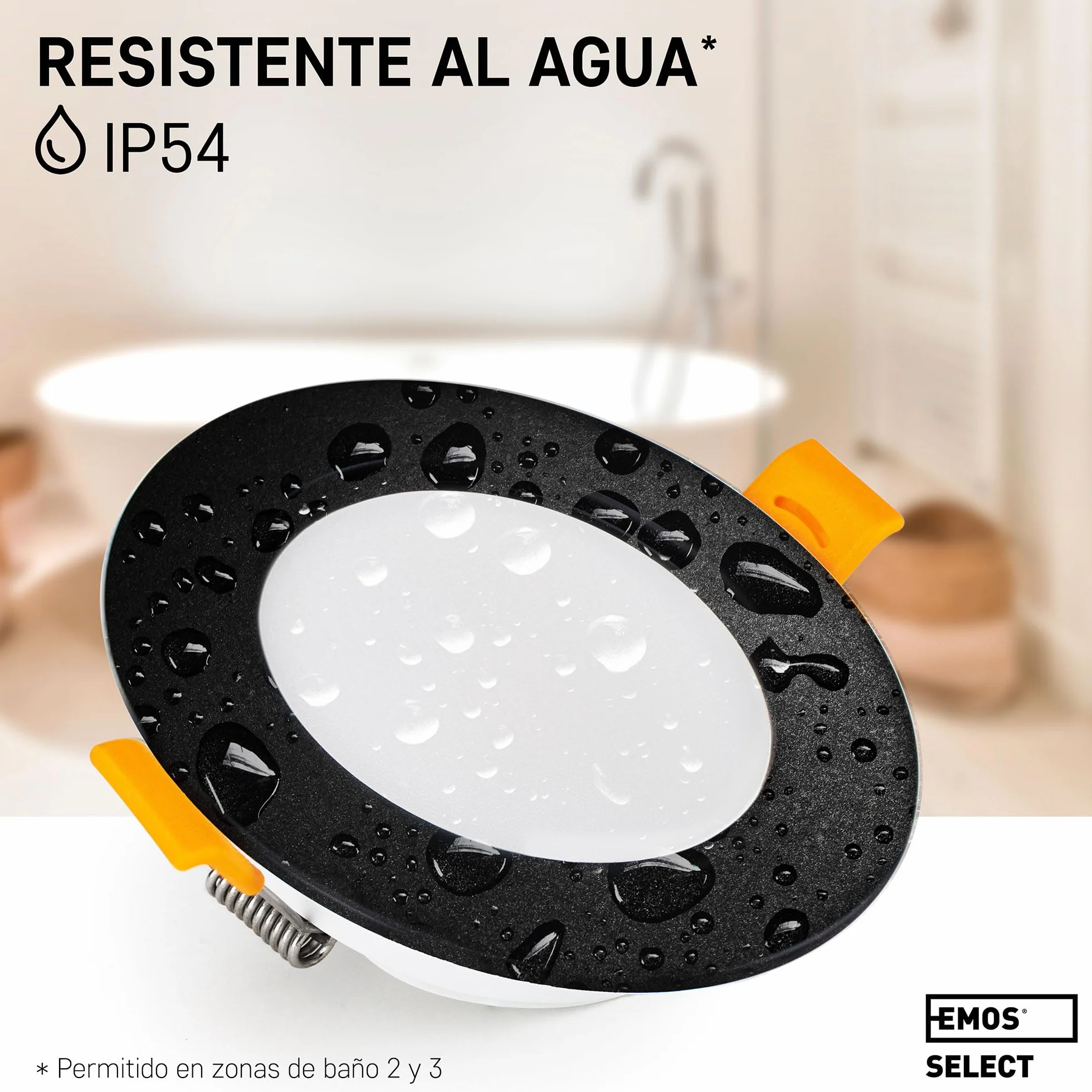 EMOS Foco LED empotrable 230V 5W 500lm 3000K IP54 Blanco Cálido Juego 3 Downlight Baño 95mm
