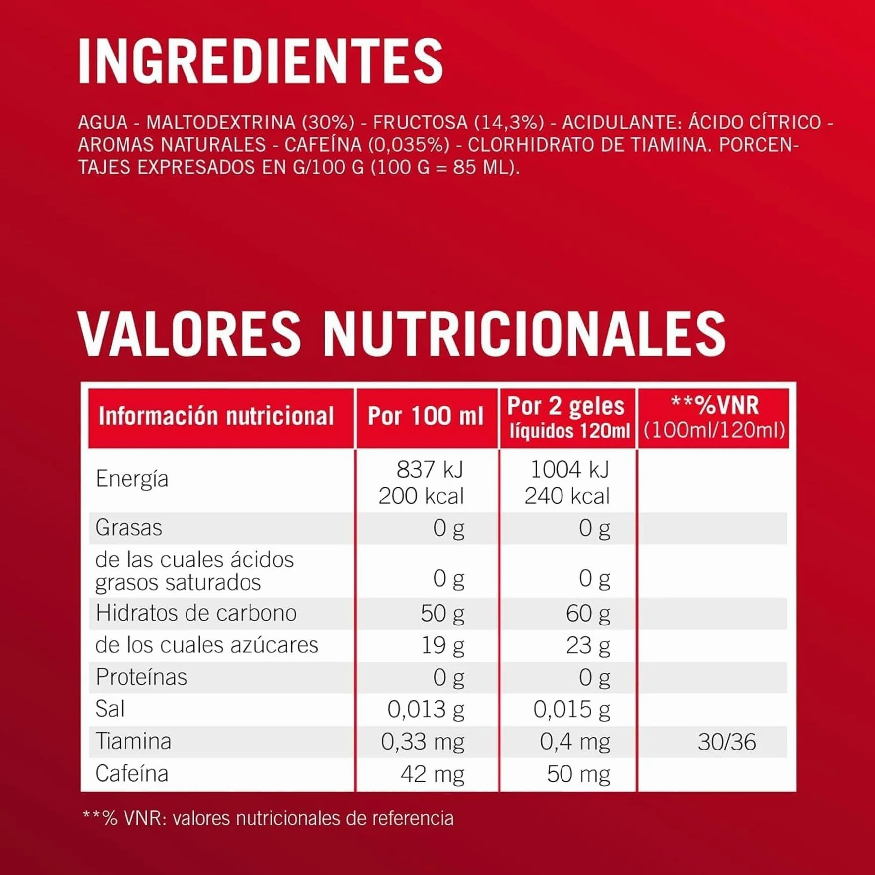 Enervit Gel Sabor a Cítricos con Cafeína 30g Carbohidratos 4x60ml