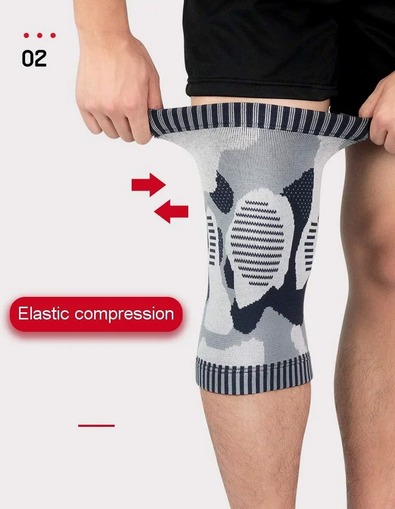 1 Par Deporte Camuflaje Tejer Compresión Rodillera Soporte para Fitness Baloncesto Fútbol Running Protector Manga Rodillera (Tamaño : X-Large) (L)