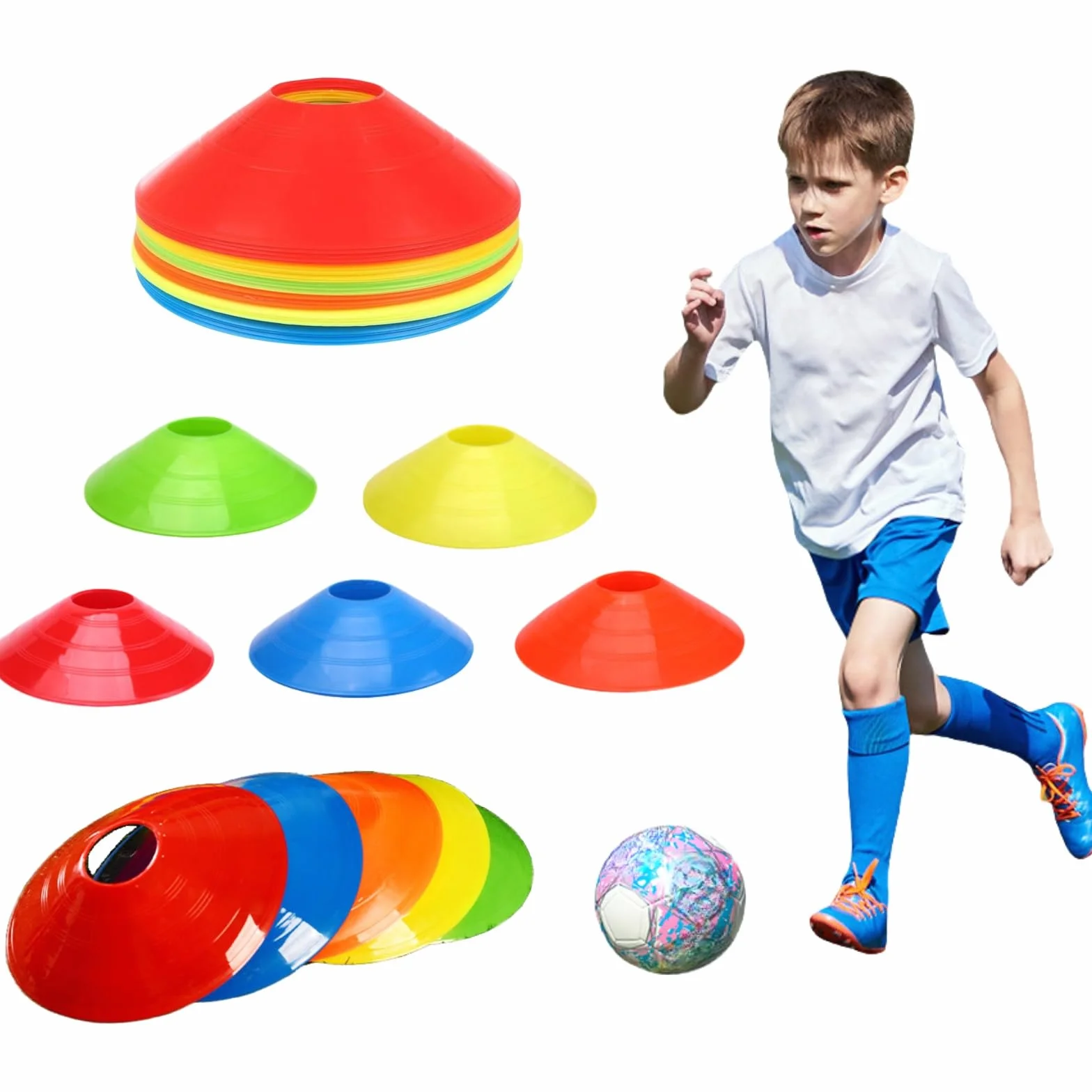 Conos Entrenamiento,Juego de Conos de Fútbol,Conos Marcadores,Conos Agilidad Redondos,Conos de Disco para Entrenamiento,para Entrenamiento de Fútbol y Marcado de Canchas