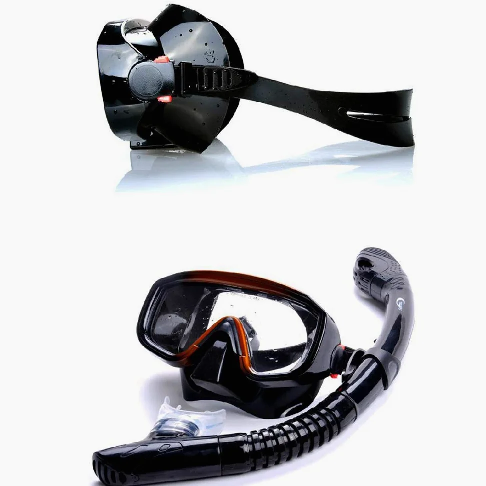 Juego de Snorkel de Silicona, máscara de Buceo con Lente templada, Tubo de respiración de 15,7 Pulgadas, Gafas de natación para Adultos, Equipo de Snorkel para Deportes acuáticos