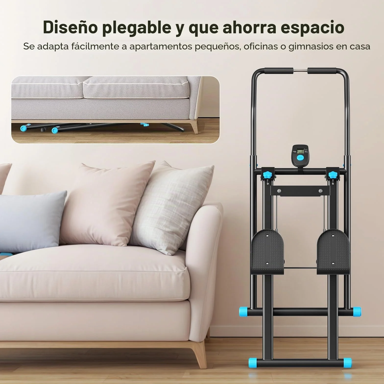 2025 Nueva escaladora para el hogar, escalador vertical Stairmaster para entrenamiento de cuerpo entero, escalador de cardio plegable compacto con ancho de paso ampliado, manillar ajustable y pedales