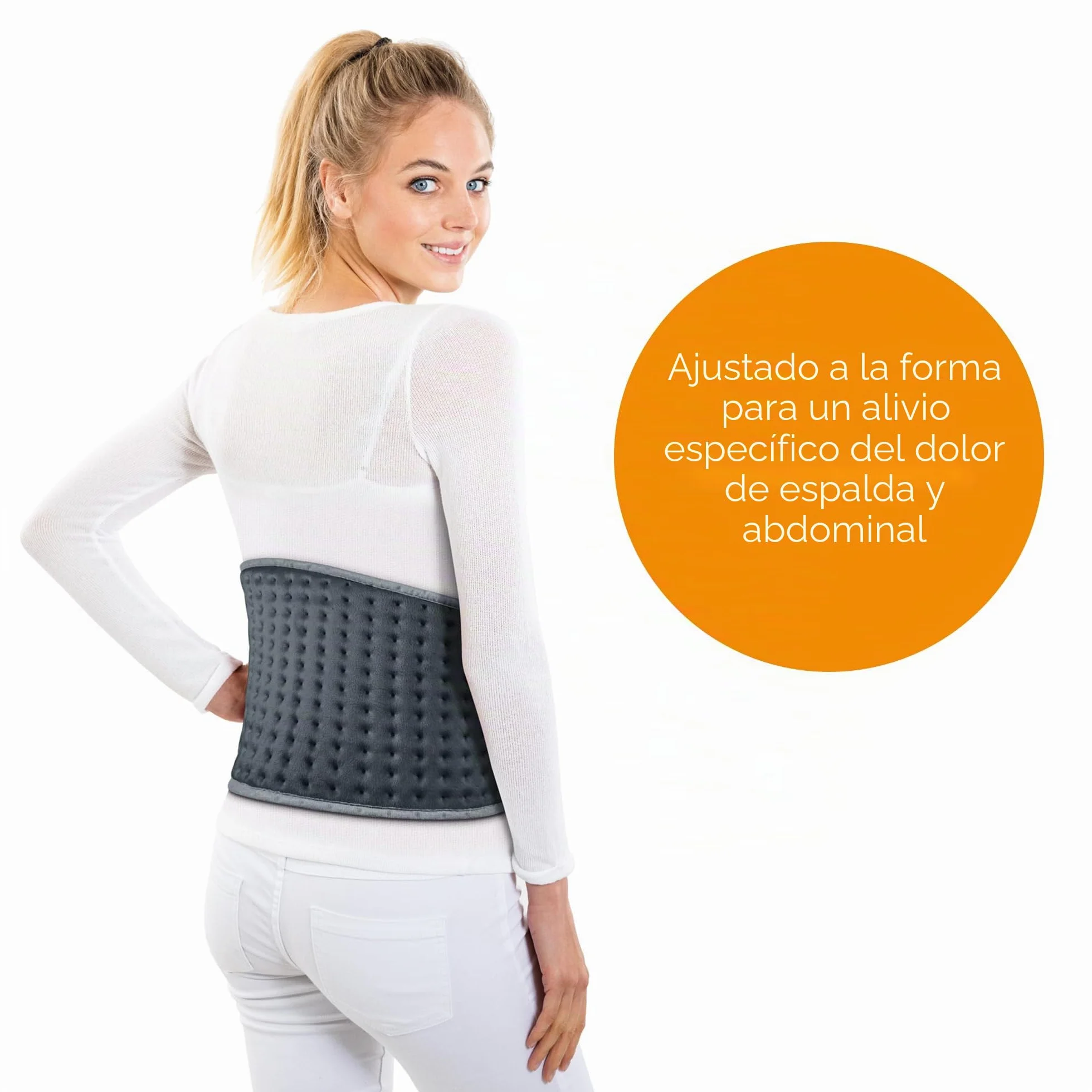 Beurer HK 49 Cosy Almohadilla eléctrica, para uso en abdomen y espalda, con banda elástica y cierre de velcro, desconexión automática, lavable a máquina, gris