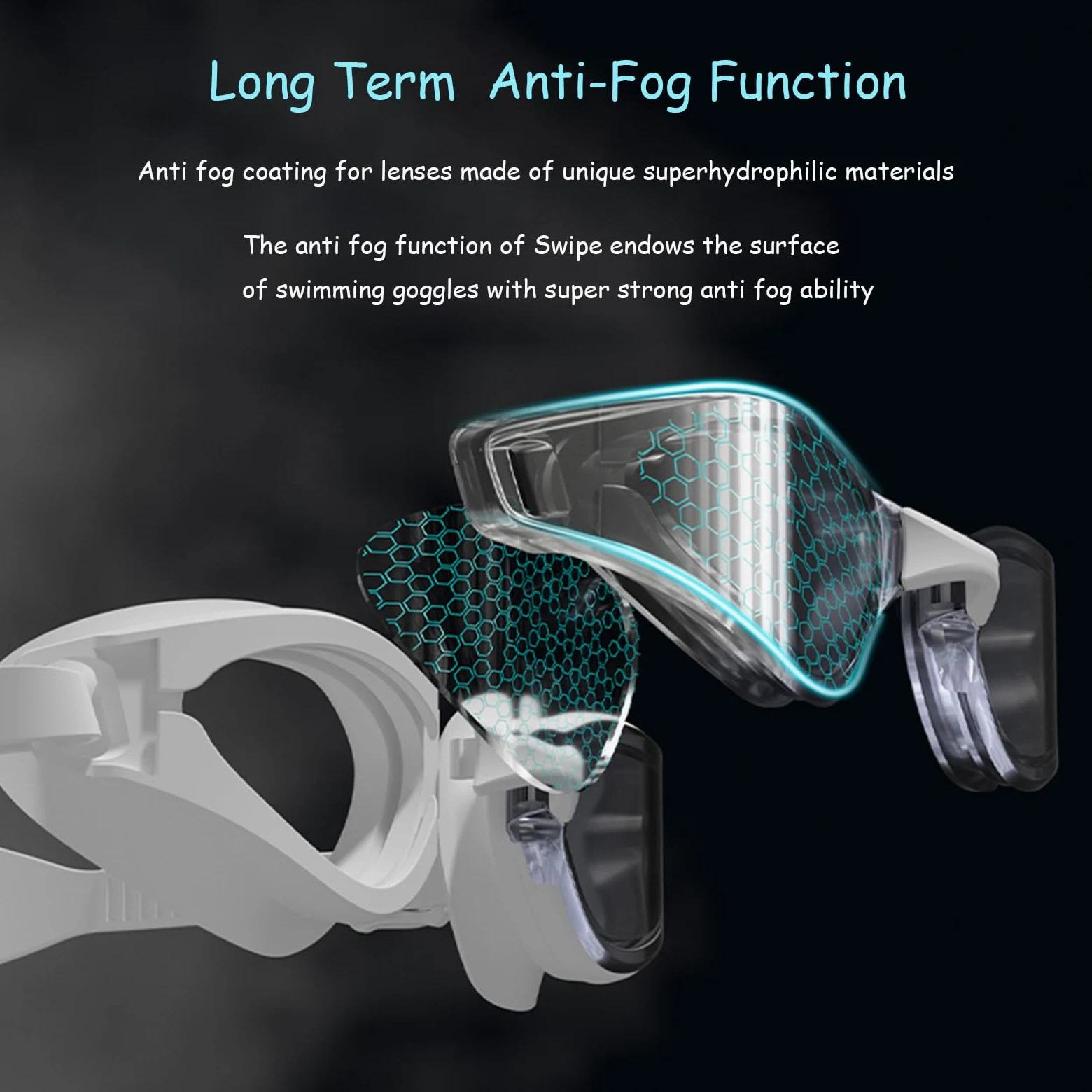 Swipe - Gafas de natación para hombres y mujeres adultos, 100% antivaho, anti UV, sin fugas, visión clara, máxima comodidad, doble correa