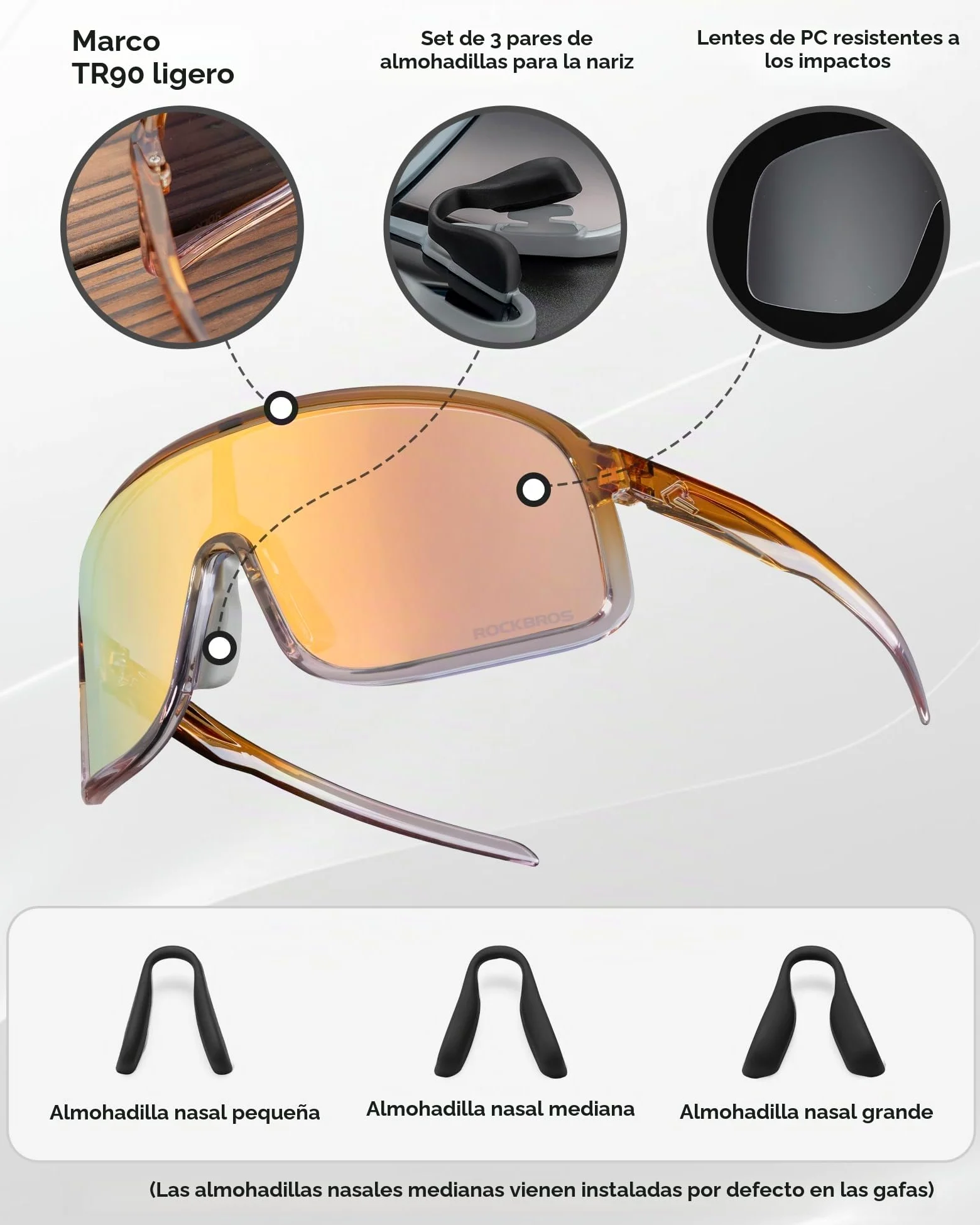 ROCKBROS Gafas de Ciclismo Fotocromáticas UV400 Para Hombre Mujer, Gafas de Sol TR90 para Actividades al Aire Libre Senderismo Correr