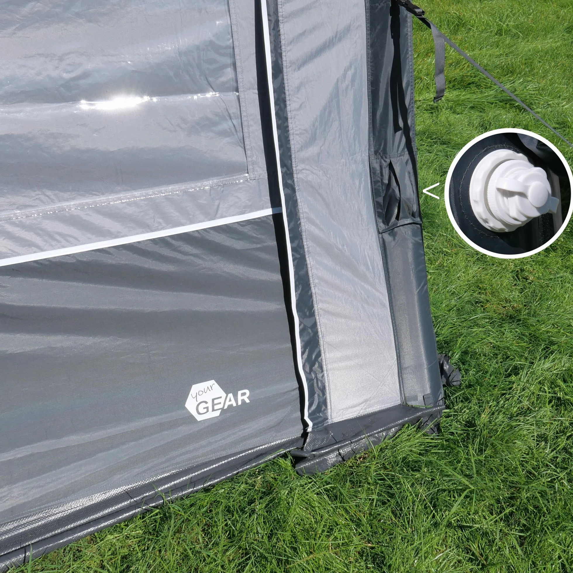 your GEAR Porto Air – Toldo hinchable – Toldo – Toldo de viaje – Toldo para caravana (gris, 420 x 270 cm)