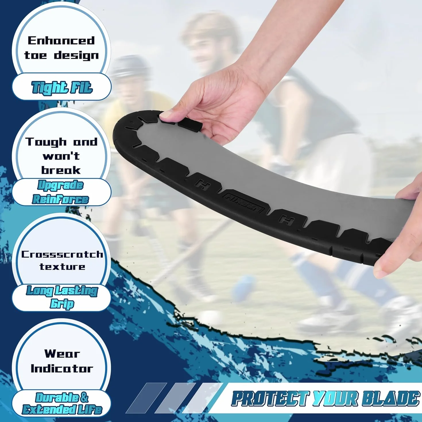 BOOSTEADY Protector de hoja con 25 lazos envolventes, protector de hoja de hockey resistente al desgaste para entrenamiento fuera del hielo, hockey callejero, hockey sobre hielo universal, apto para
