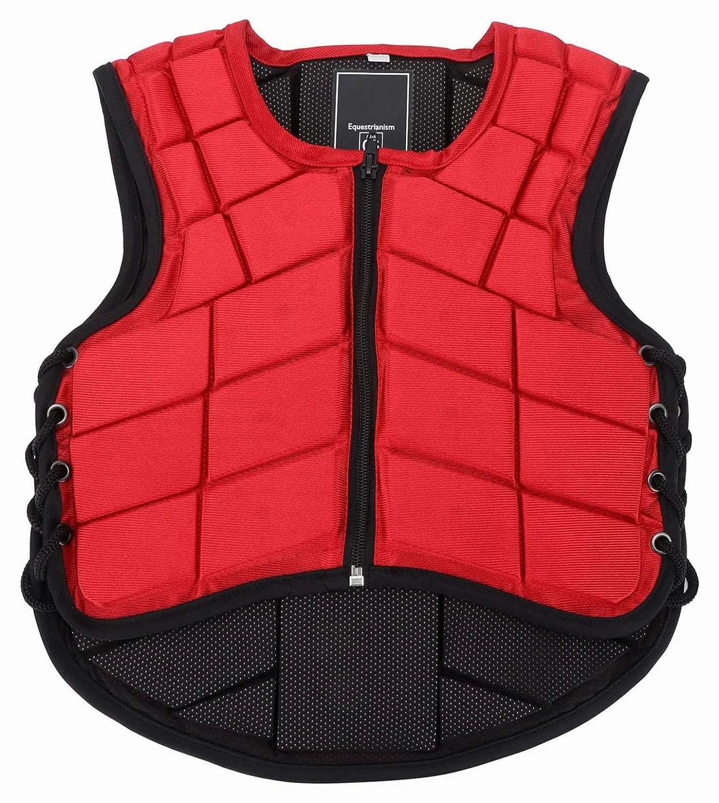 Ecuestres chaqueta protectora chaleco， Chaleco ecuestre, chaleco de seguridad for montar a caballo, equipo de protección acolchado de espuma de nailon, chaleco rojo for niños(CS)