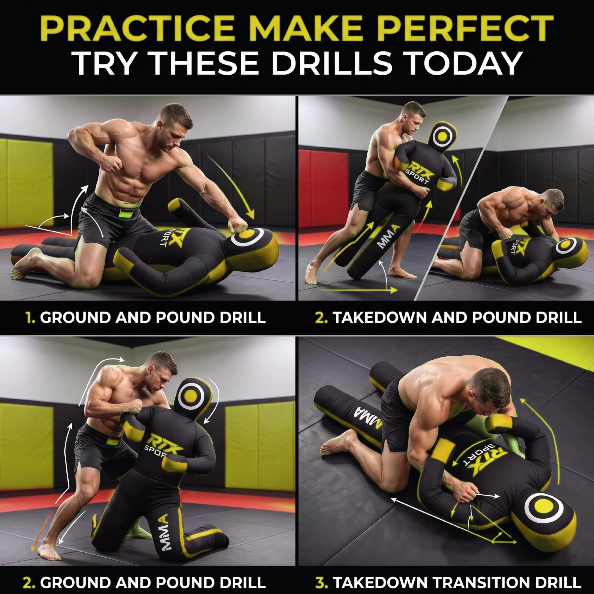 RTX MMA Dummy Judo Grappling Dummy Punch Bag Brazilian BJJ JIU Jitsu Standing Posición de Lucha Libre de Artes Marciales Boxing Karate Entrenamiento Dummy - Lona - UNFILLED