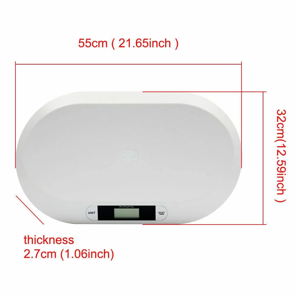 Báscula digital para bebés 20 kg pantalla LCD con función de tara apagado automático
