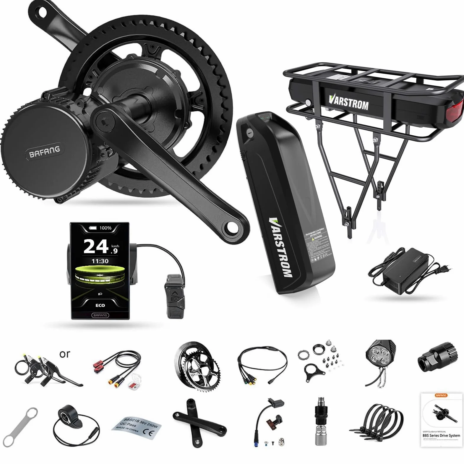 BAFANG 36V 48V BBS01B BBS02B BBS-HD Kit Conversion a Bicicleta Electrica Mid Drive para Bicicleta Eléctrica - Motor Central con Batería Pantalla Opcionales Compatible con MTB Bicicletas de Carretera