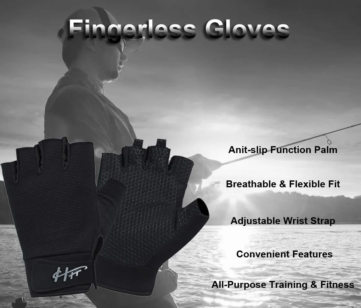 SUJAYU Guantes sin dedos, guantes de pesca, guantes de remo, guantes de vela, guantes de remo, guantes de kayak, guantes de agua, guantes deportivos, guantes de pesca para hombres y mujeres (gris, S)