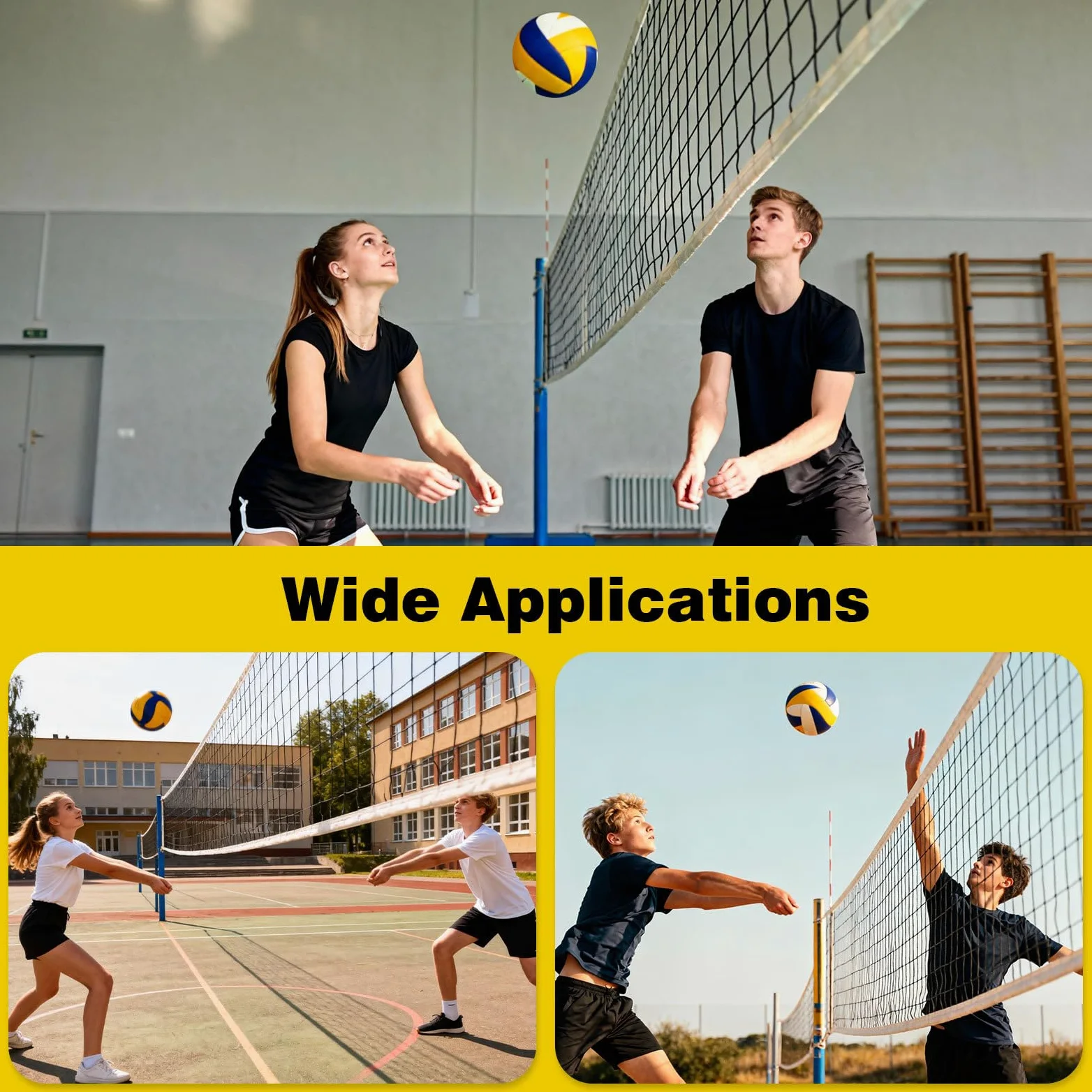 Juego de 6 pelotas de voleibol, tamaño 5 con bomba, agujas y bolsas de red, pelotas de voleibol de PVC para entrenamiento en interiores y exteriores, para adultos y jóvenes