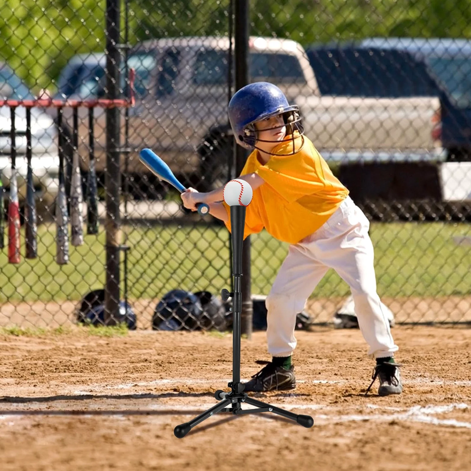tee de béisbol Juvenil, Camisetas de béisbol para Golpear - Altura Ajustada T Ball Ball Batting tee - con el trípode de Soporte ergonómico de la Bolsa Reutilizable para el Lanzamiento de