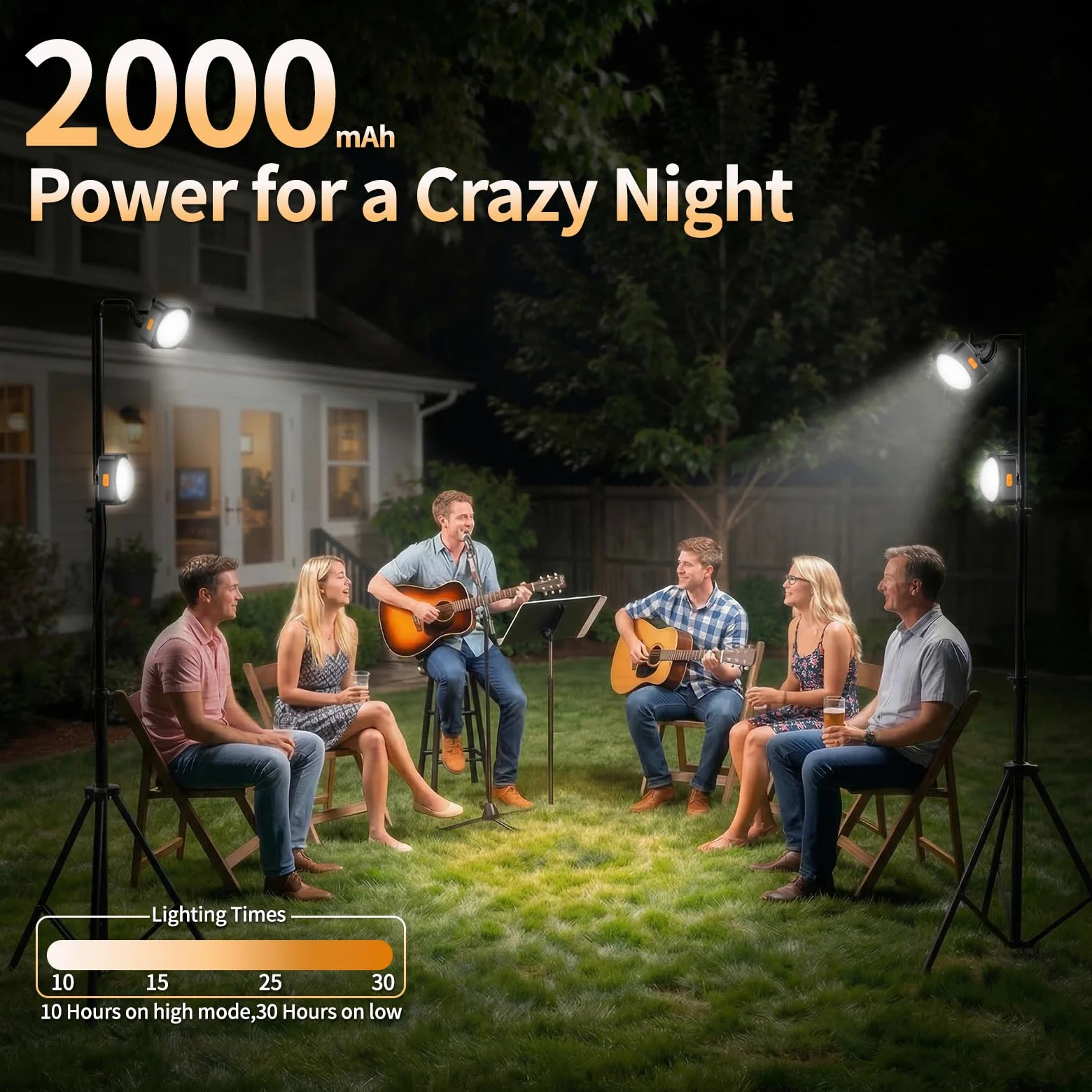 FLY2SKY de luces recargables para camping, 2 unidades, 2000 mAh, luces de tienda de campaña, linterna LED portátil, equipo de supervivencia, accesorios de camping para senderismo, mochileros, pesca