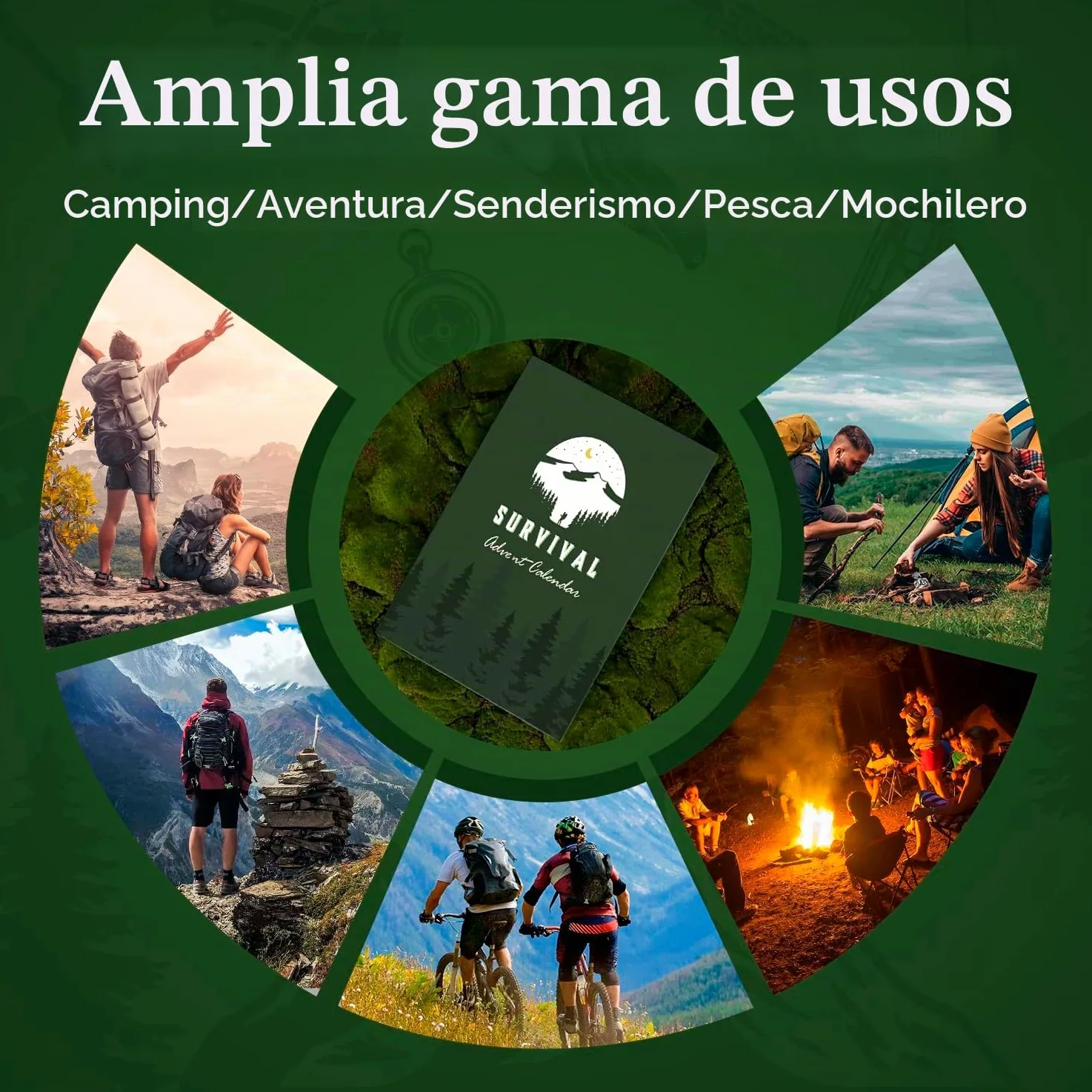 Calendario de Adviento 2025 Hombres, 24 PCS Kit de Herramientas de Supervivencia, Kit de Supervivencia para Acampada, Regalo Navidad Calendario Adviento para Adultos y Adolescentes