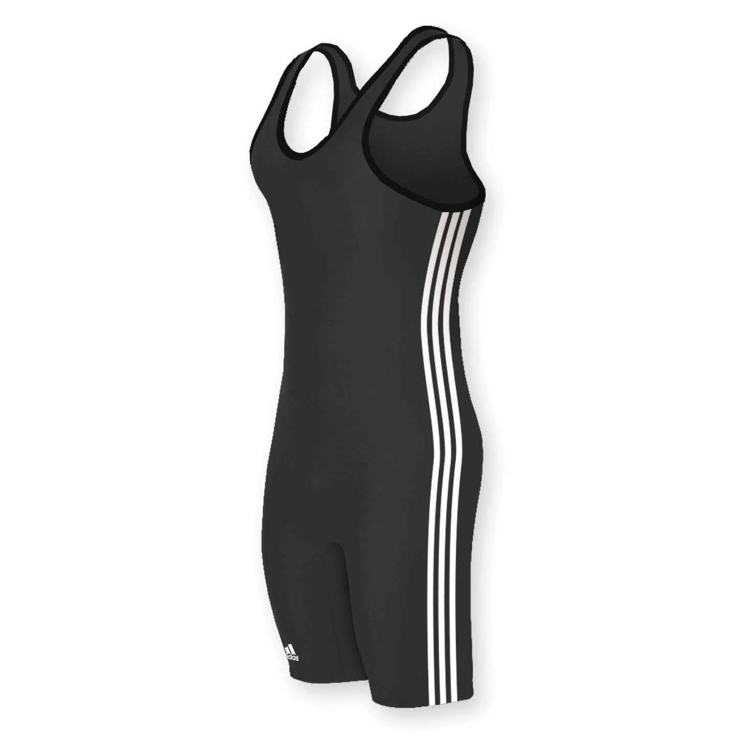 adidas Wrestling 3 Stripes Singlet - Black/White - Youth Small