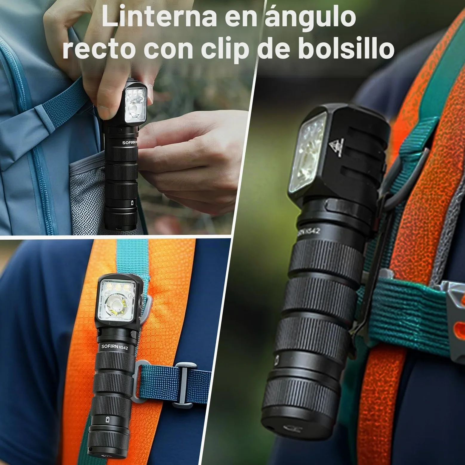 Sofirn HS42 faro 2000 lúmenes, faros para adultos recargable, linterna de luz roja rectangular, linterna con base magnética, linterna LED para camping, IP66 impermeable