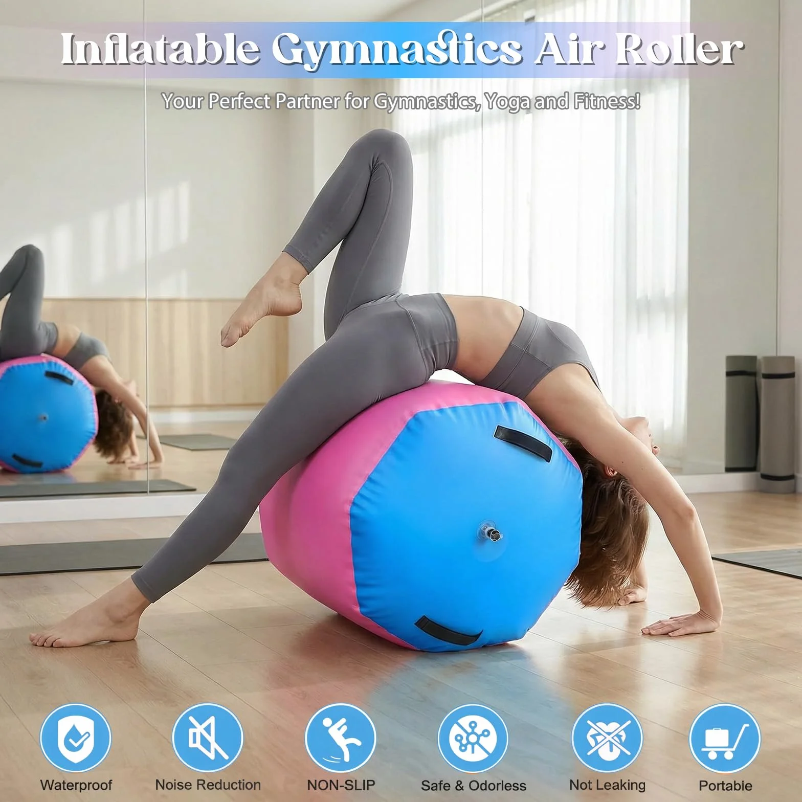 Rollo de aire inflable de PVC para yoga fitness con bomba
