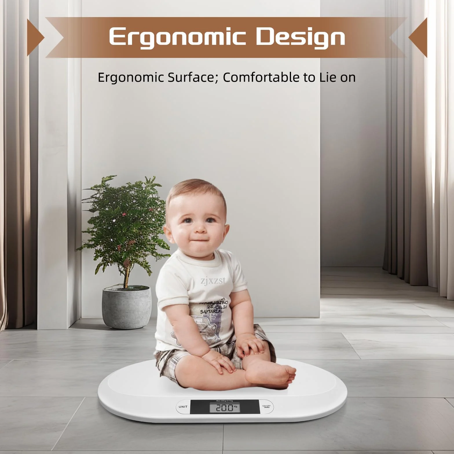 Báscula digital para bebés 20 kg pantalla LCD función tara kg/lbs/st blanco