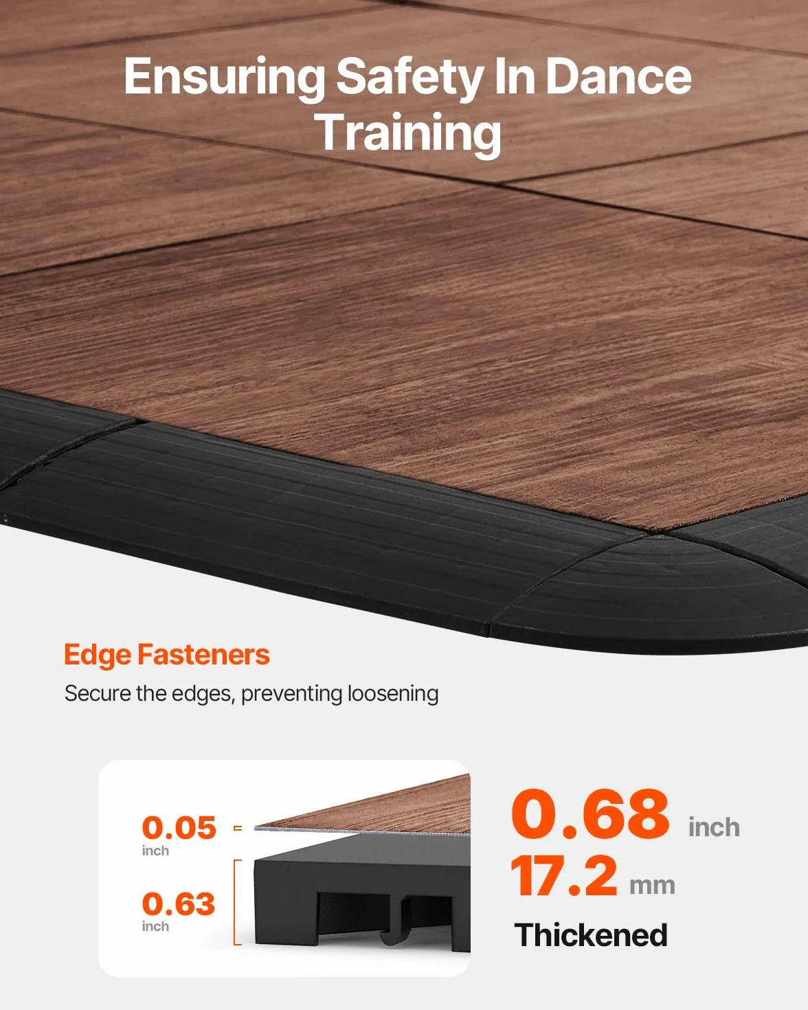 VEVOR Suelo de Baile Portátil PP PVC 9 Piezas Entrelazadas 315x315x17,2 mm Veta de Madera de Roble