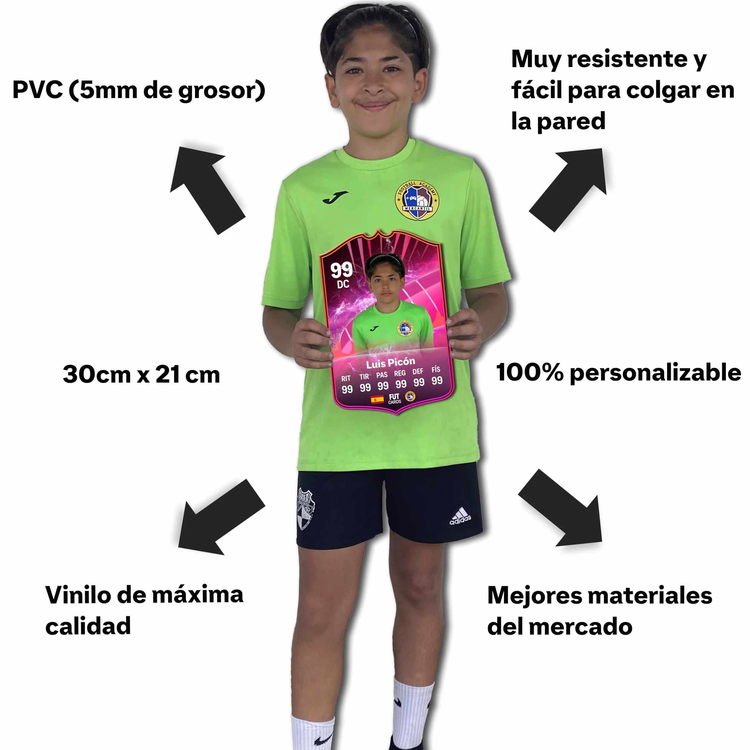 Carta de Fútbol Personalizada - FC25 Heroes - 5mm de Grosor en PVC con Impresión en Vinilo Perfecta para Regalos, Decoración y Fans del Fútbol - Regalos Originales - Amigo Invisible