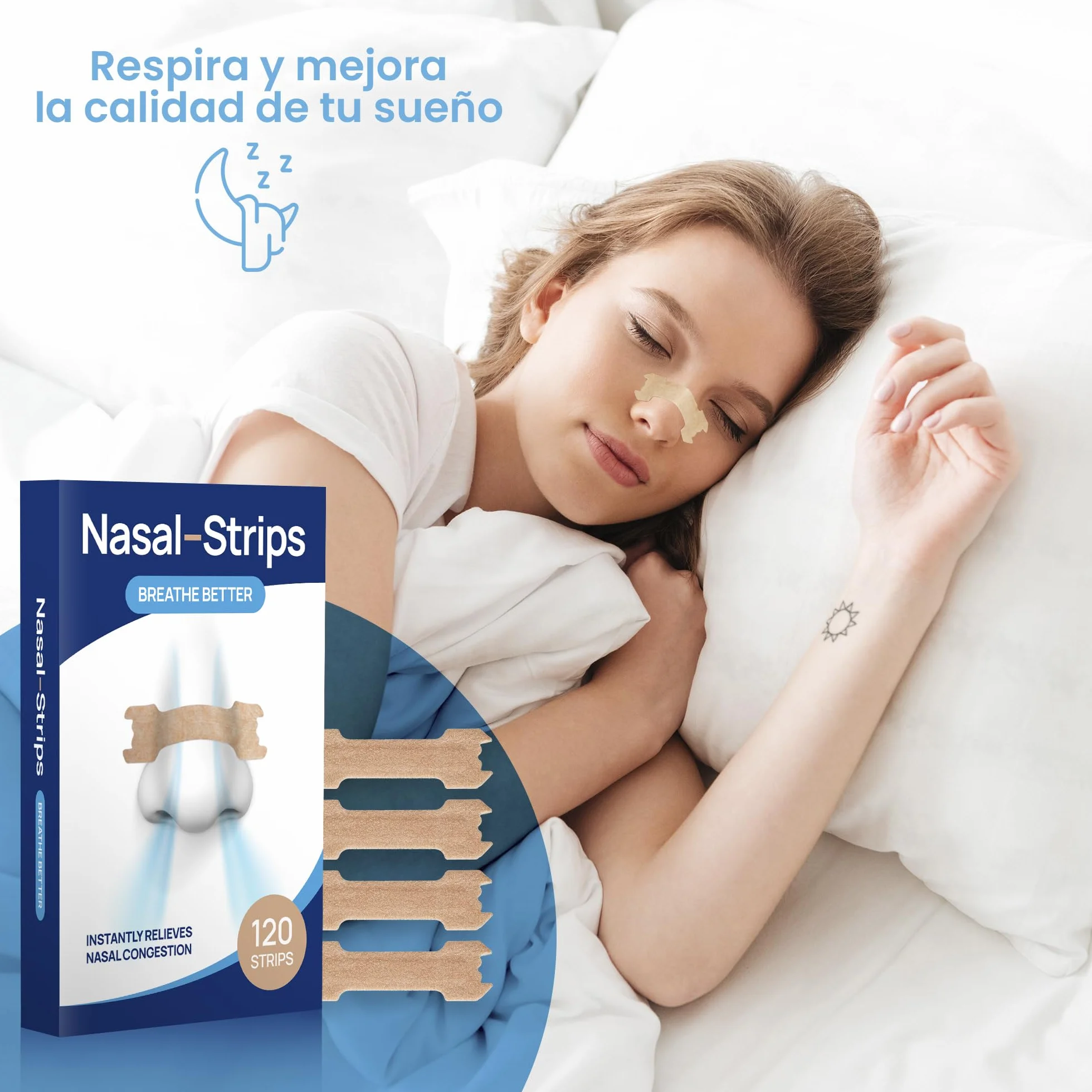 Tiras Nasales Antironquidos Extra Fuertes 120 Unidades 19x66mm Adhesivas