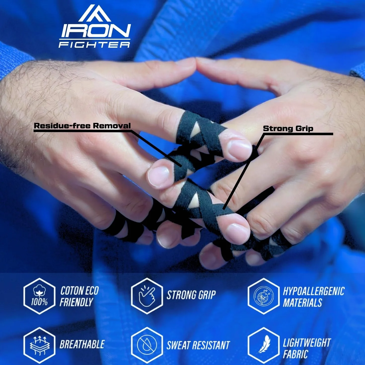 Esparadrapo de Dedos Negro 0,8cm x 13,7m (total 68m) - Cinta Adhesiva Deportiva para Crossfit, Escalada, Voleibol
