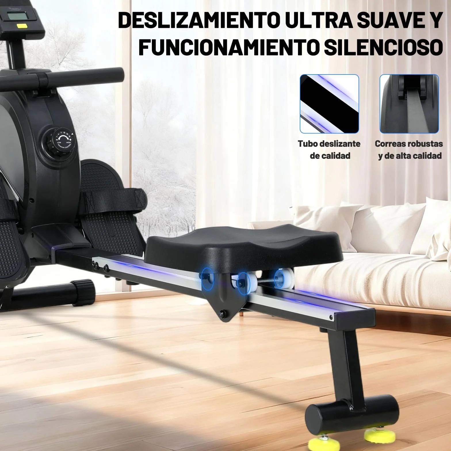 Máquina de Remo para casa, Máquina Remo casa con 16 Niveles de Resistencia, Pantalla LCD, Rowing Machine Magnético súper silenciosa, Nuevo Diseño, Mquina De Remo Profesional Gym En Casa