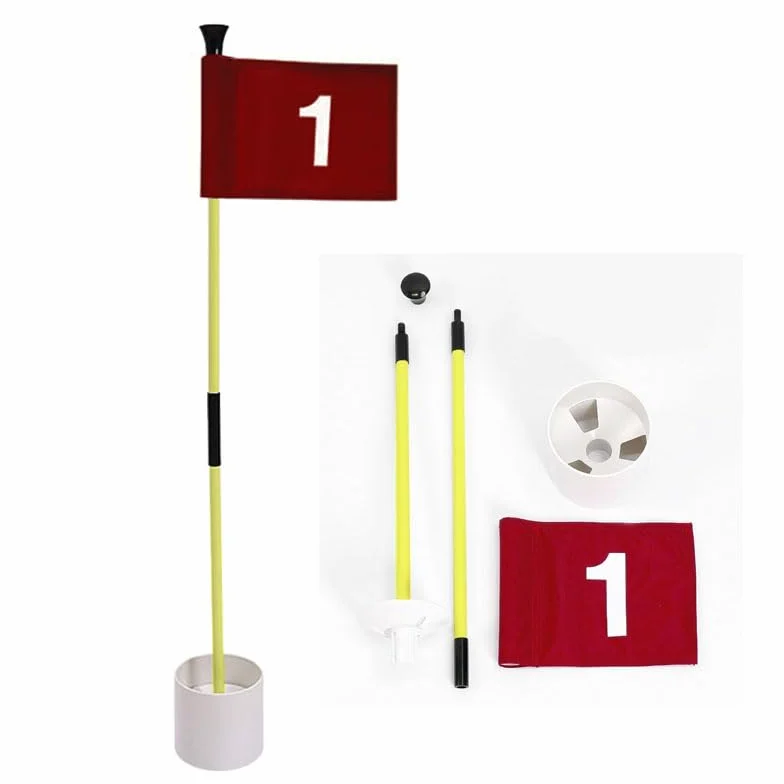 Juego de bandera portátil de 2 secciones con diseño de agujero de golf, bandera verde para patio trasero, juego de tazas de bandera de 3 pies