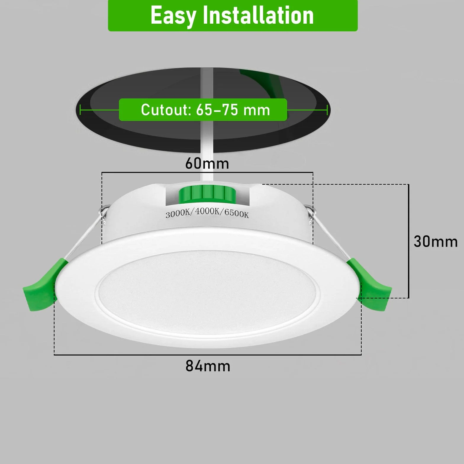 Focos LED Interior Techo 230V 7W Ø 65-75 mm IP44 Regulables Downlight Led Empotrable Blanco 3000K 4000K 6500K 6er