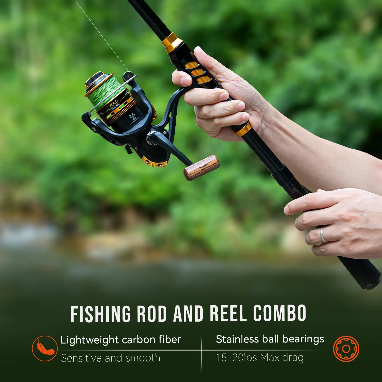 THKFISH Combo de Caña de Pescar y Carrete con Mochila, Kit Telescópico Giratorio con Señuelos, Alicates y Agarre de Labios