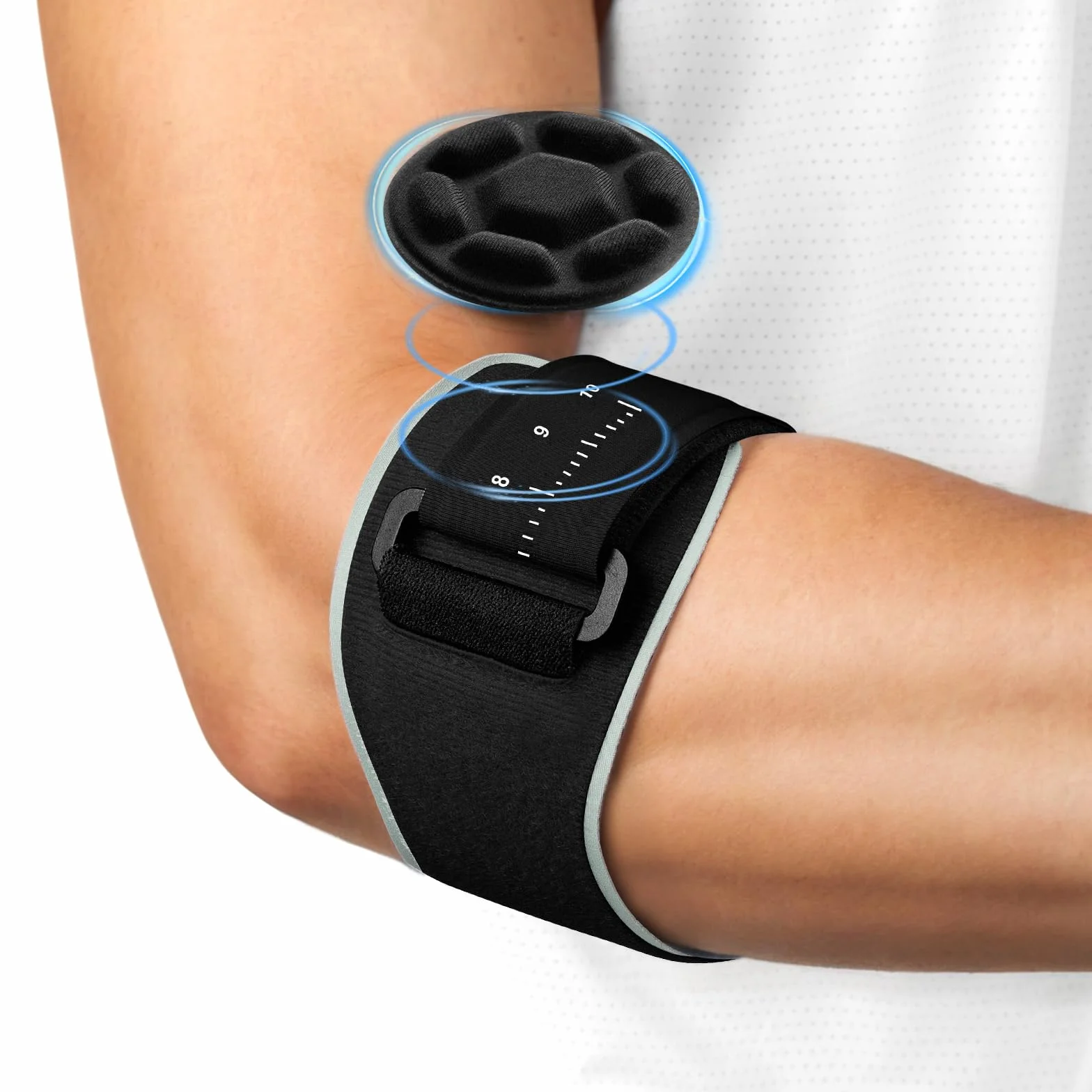Coderas Epicondilitis Cinta de Codo Tenista con Almohadilla de Silicona 3D Ajustable para Tendinitis Alivio del Dolor Negro