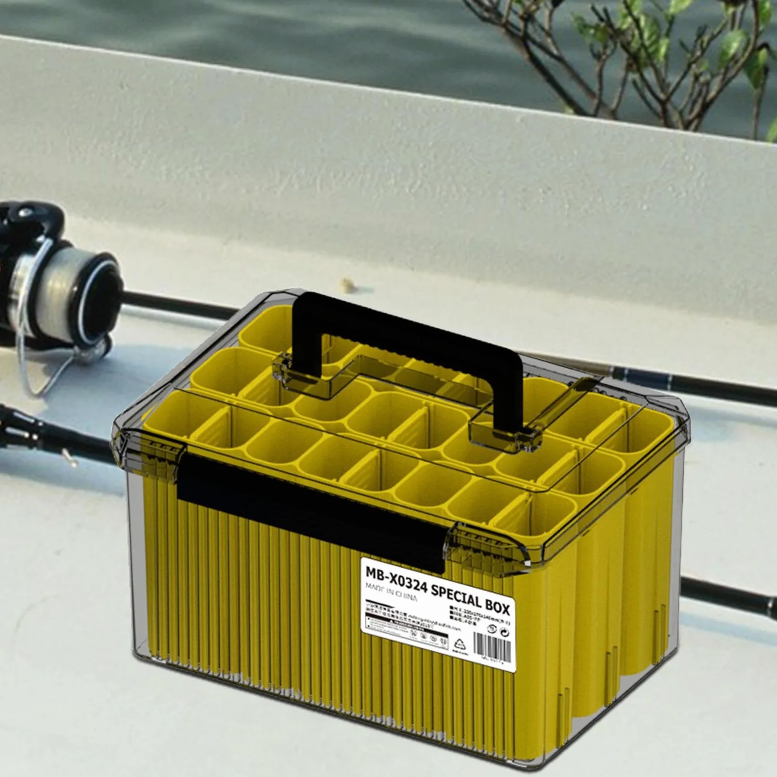 Caja de equipo de impermeable, caja de aparejos de impermeable, asiento y correas acolchados, caja de aparejos de señuelo de , bandejas de almacenamiento de aparejos de , cajas | impermeable para aparejos de pesca Para Cebos, Anzuelos, Crankbaits, Cuchara