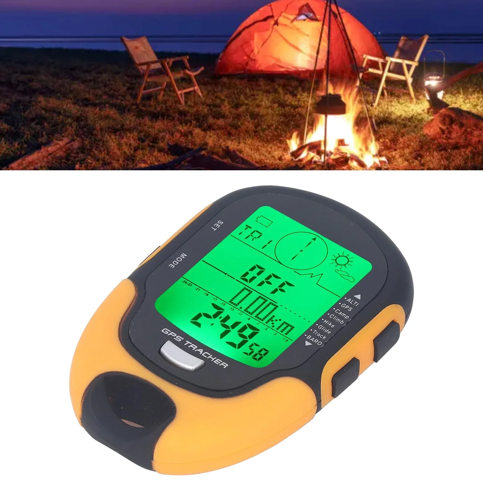 HERCHR Altímetro Digital, medidor Multifuncional GPS, termómetro de Mano portátil, higrómetro, brújula Digital a Prueba de Agua para Coche, Senderismo, Camping