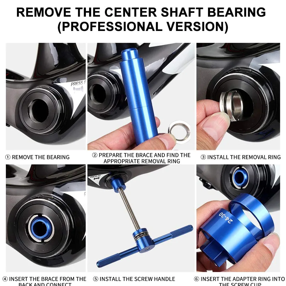 DENPETEC Kit de herramientas de instalación y extracción de soporte inferior de bicicleta profesional, removedor de soporte inferior para bicicleta BB86/BB30/BB92/PF30