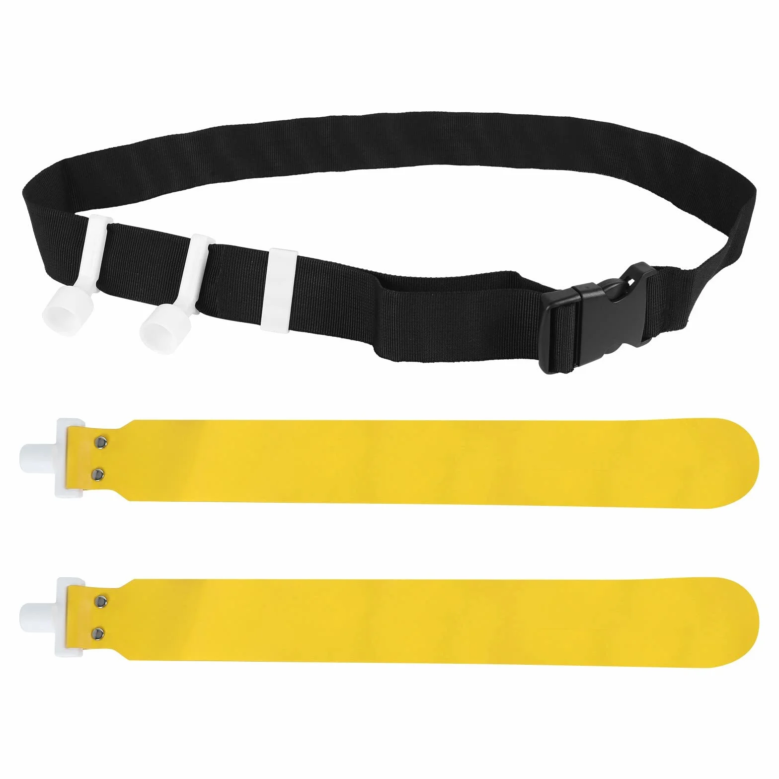 DONGKER Juego de banderas y cinturones, banderas de fútbol, cinturón de fútbol de PVC, 2 banderas, hebilla de liberación para equipos de entrenamiento juvenil y adulto, amarillo, 1
