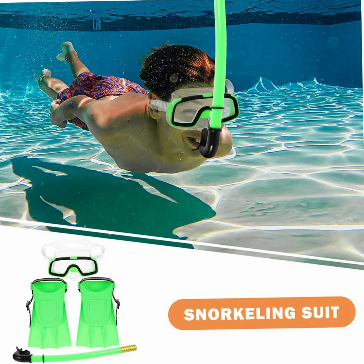 Healifty Gafas de Buceo Máscara de Snorkel para Equipo Compacto y Ligero Aletas Cortas para Nadar Snorkel para Principiantes