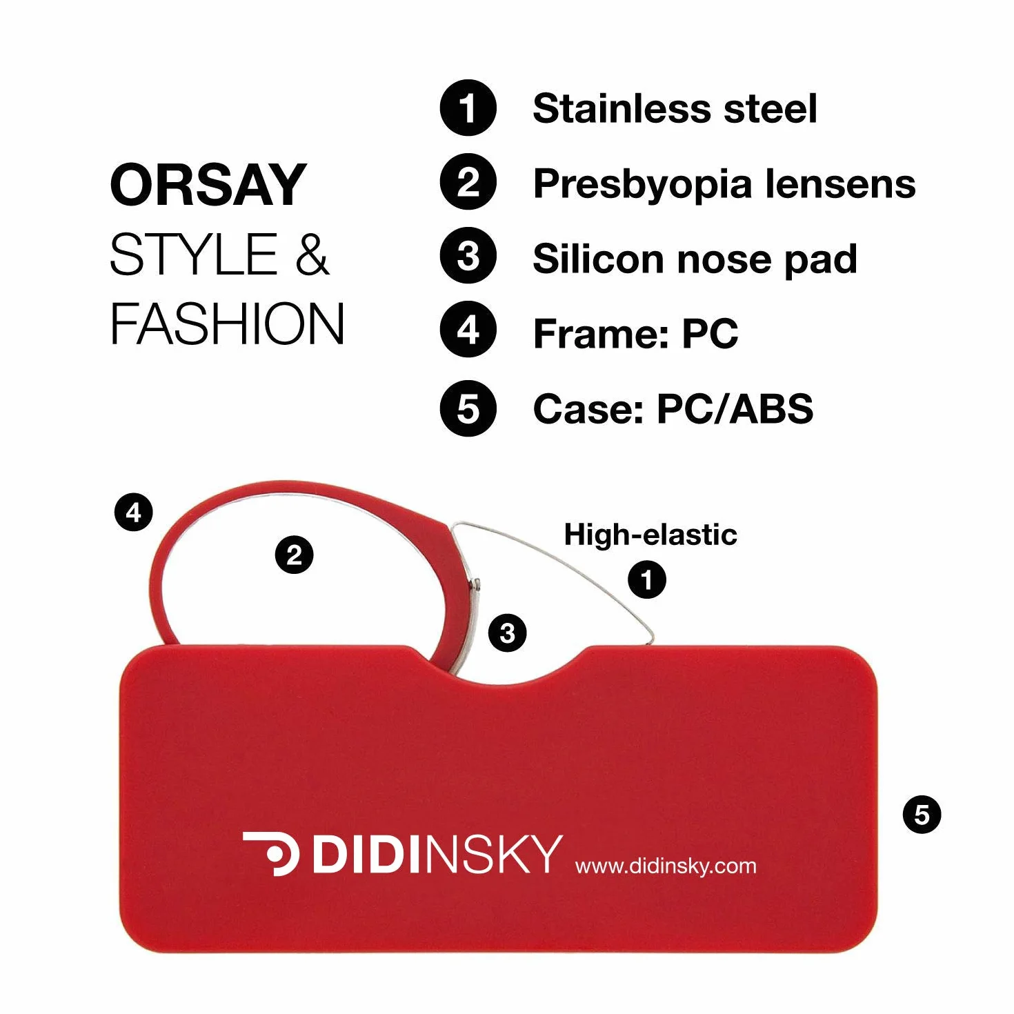 DIDINSKY ORSAY Gafas de Lectura sin Patillas Marco Ligero Quevedos 6g +1.0 a +3.0