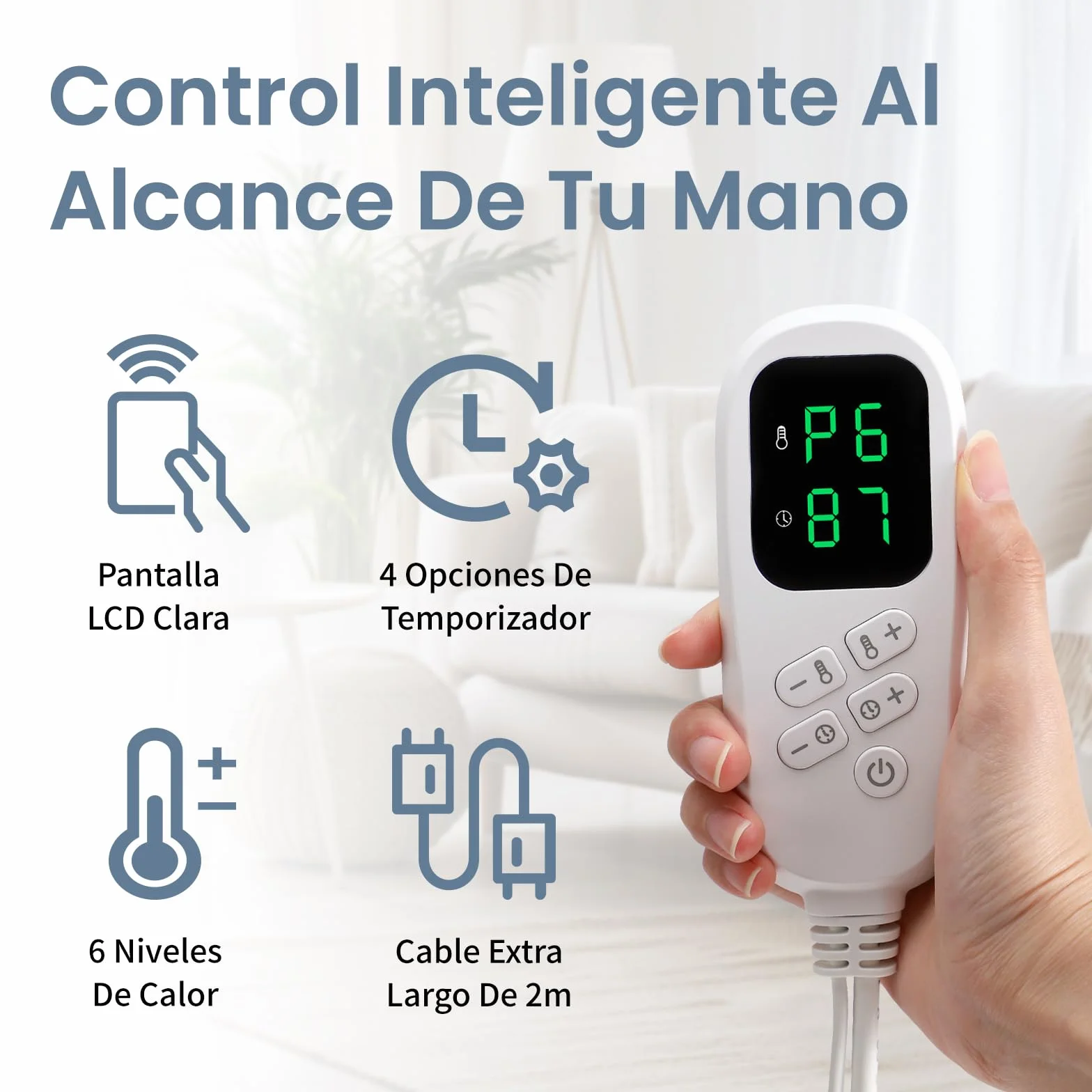 Manta Eléctrica 60x80 cm Almohadilla Térmica con 6 Niveles y Apagado Automático