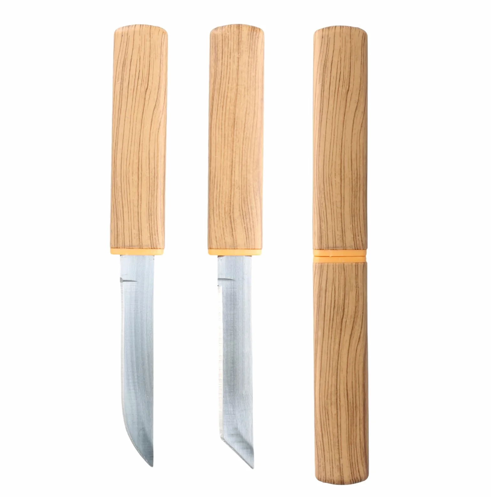 Cuchillo de caza 2 en 1 para exteriores, cuchillo de caza con vaina, 18,5 cm, cuchillo de caza doble, cuchillo profesional para exteriores con mango de madera para actividades al aire libre