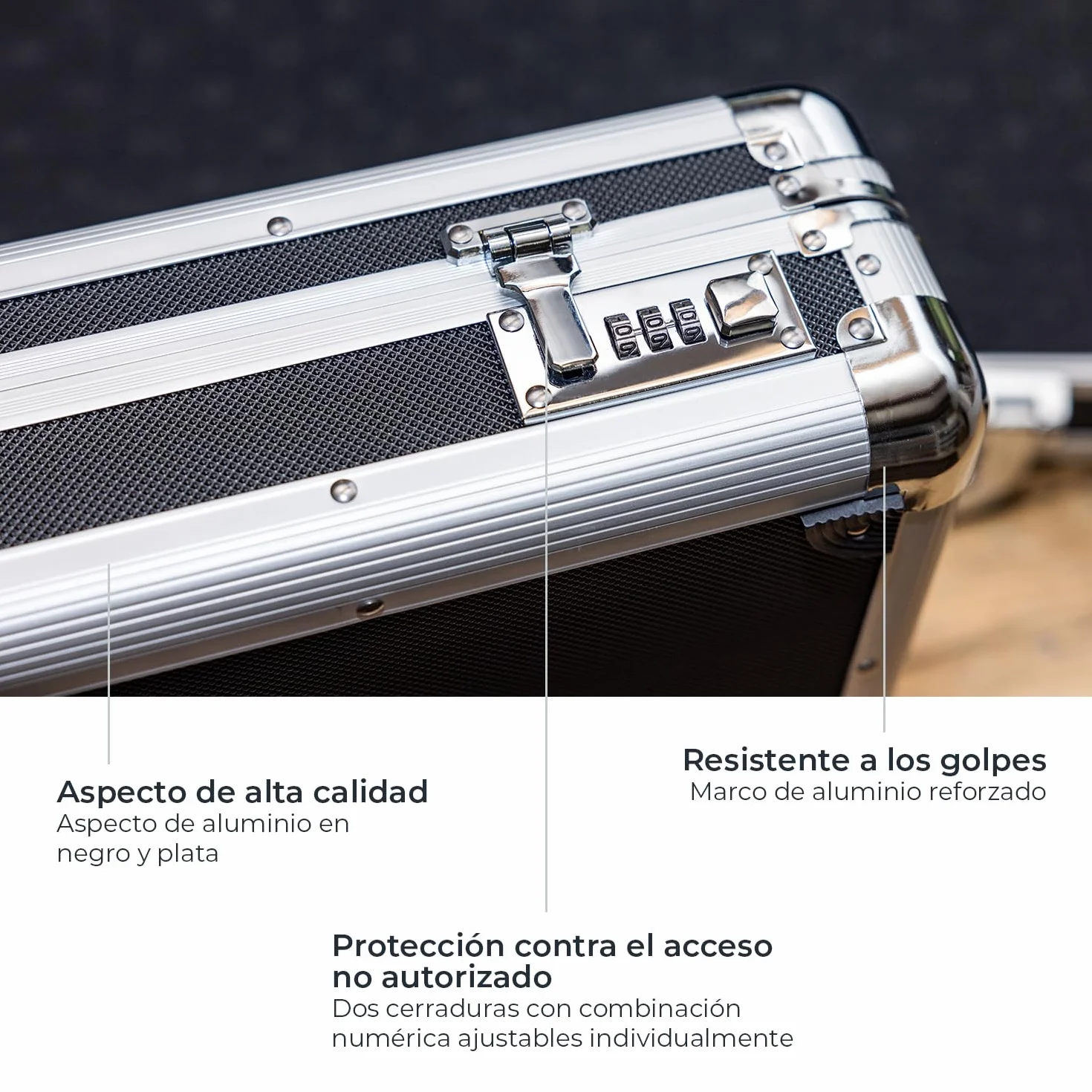 HMF 14404-02 Maleta de Aluminio para Armas y Rifles con Espuma | 96 x 36 x 12 cm | Negro