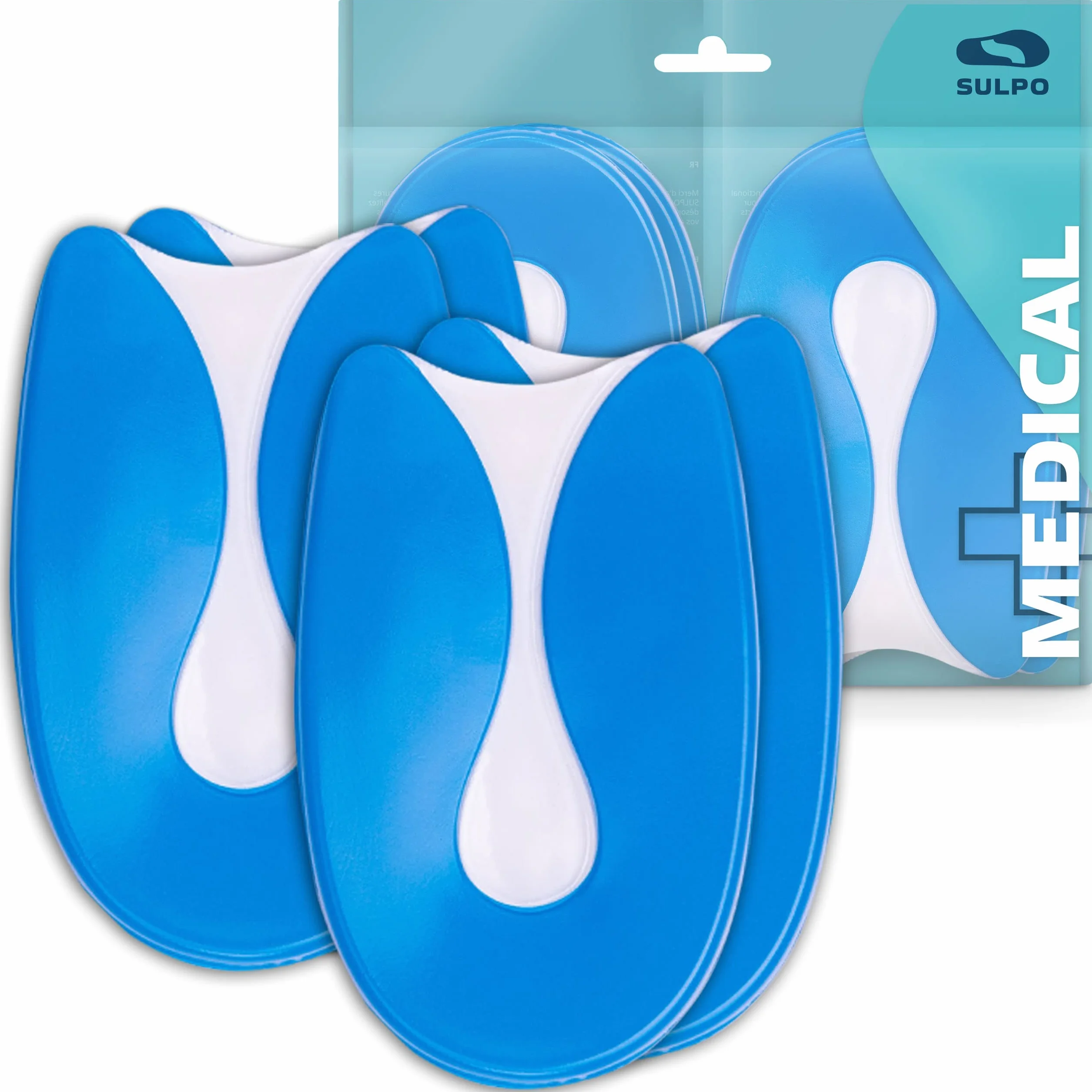 SULPO Protectores de Talón de Gel para Niños, Talla 30-35, Forma de U