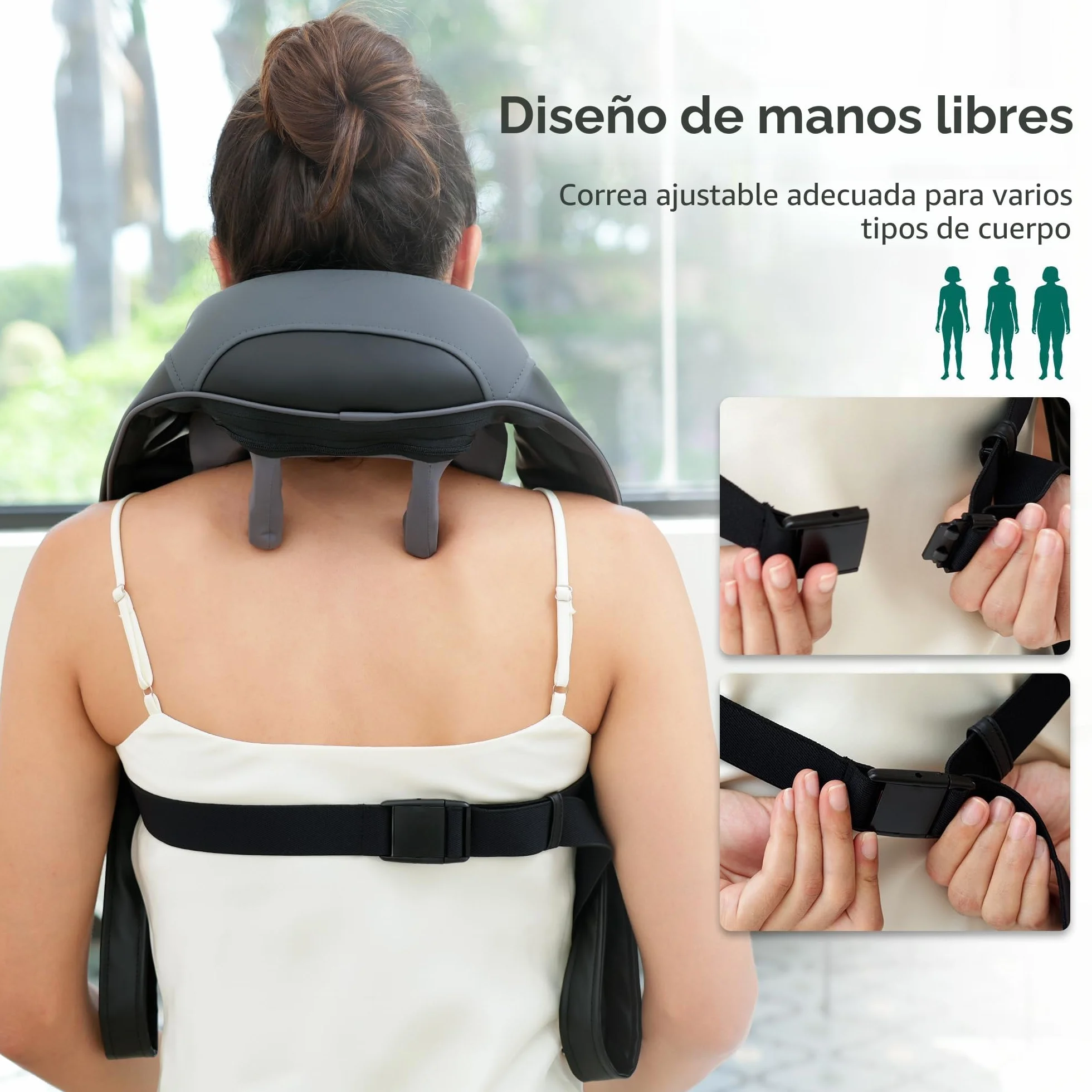 Snailax Masajeador Cervical y Espalda con Calor, 4D Shiatsu Inalámbrico de Cuello